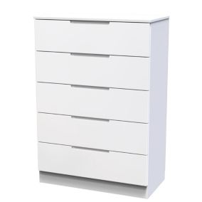 Milan Ready assembled White 5 Drawer Chest (H)1067mm (W)740mm (D)390mm