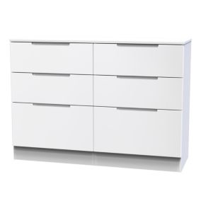Milan Ready assembled White 6 Drawer Chest (H)785mm (W)1100mm (D)390mm