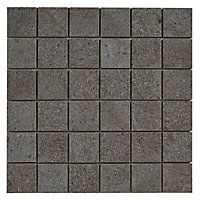Milestone Grey Smooth Matt Stone effect Porcelain Mosaic tile, (L)300mm (W)300mm