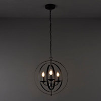 Milverton Modern Black 3 Lamp Ceiling light