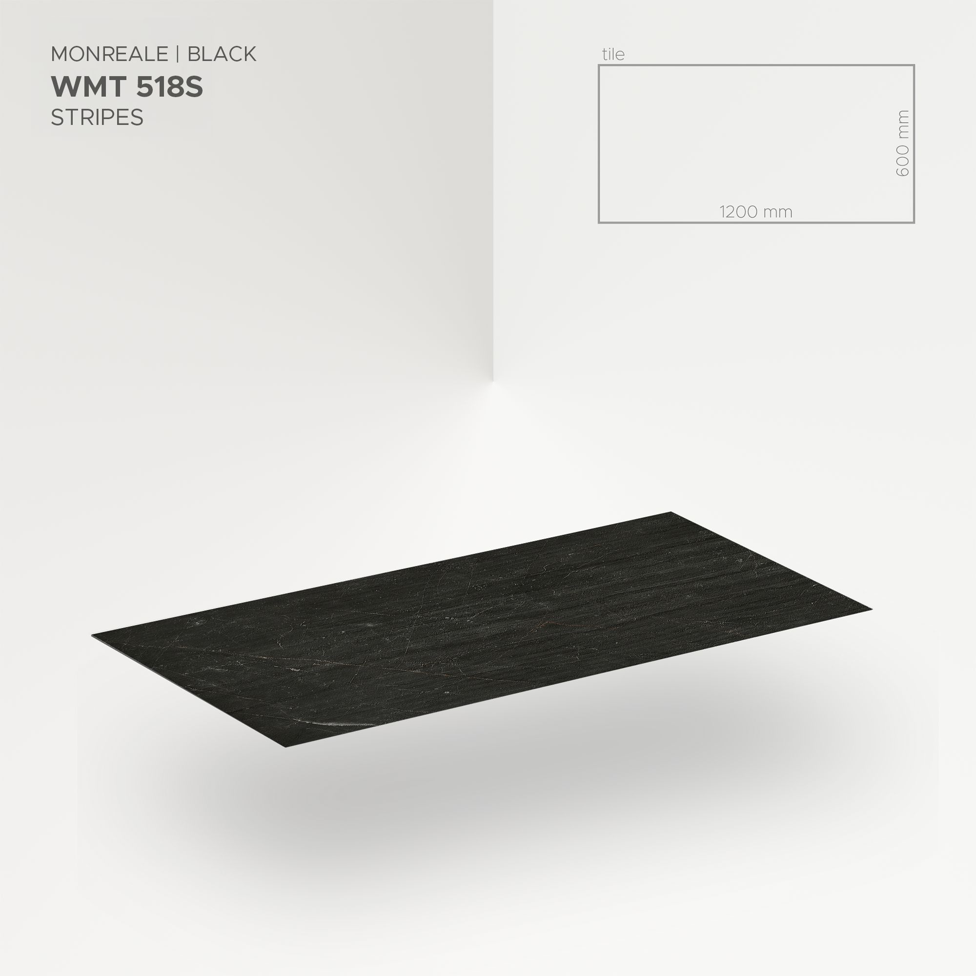Mineral Black Matt Monreale Striped Concrete effect Embossed Stone plastic composite (SPC) Indoor Wall tile, Pack of 4, (L)1200mm (W)600mm