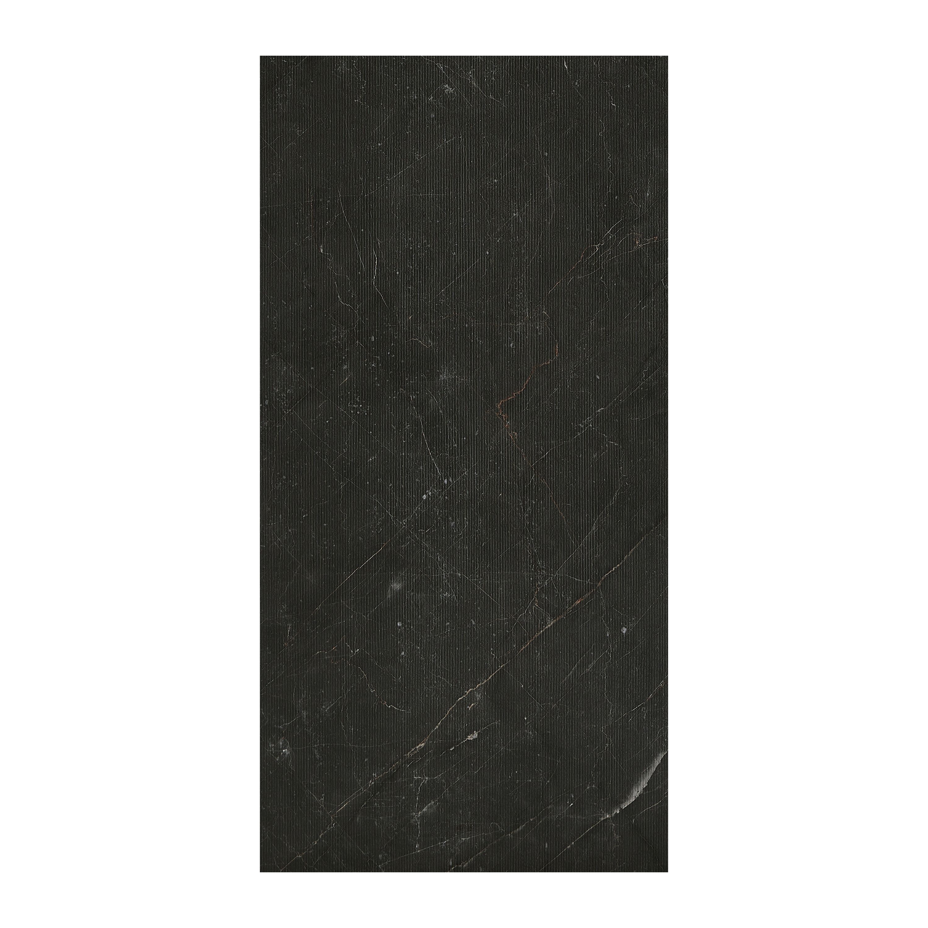 Mineral Black Matt Monreale Striped Concrete effect Embossed Stone plastic composite (SPC) Indoor Wall tile, Pack of 4, (L)1200mm (W)600mm