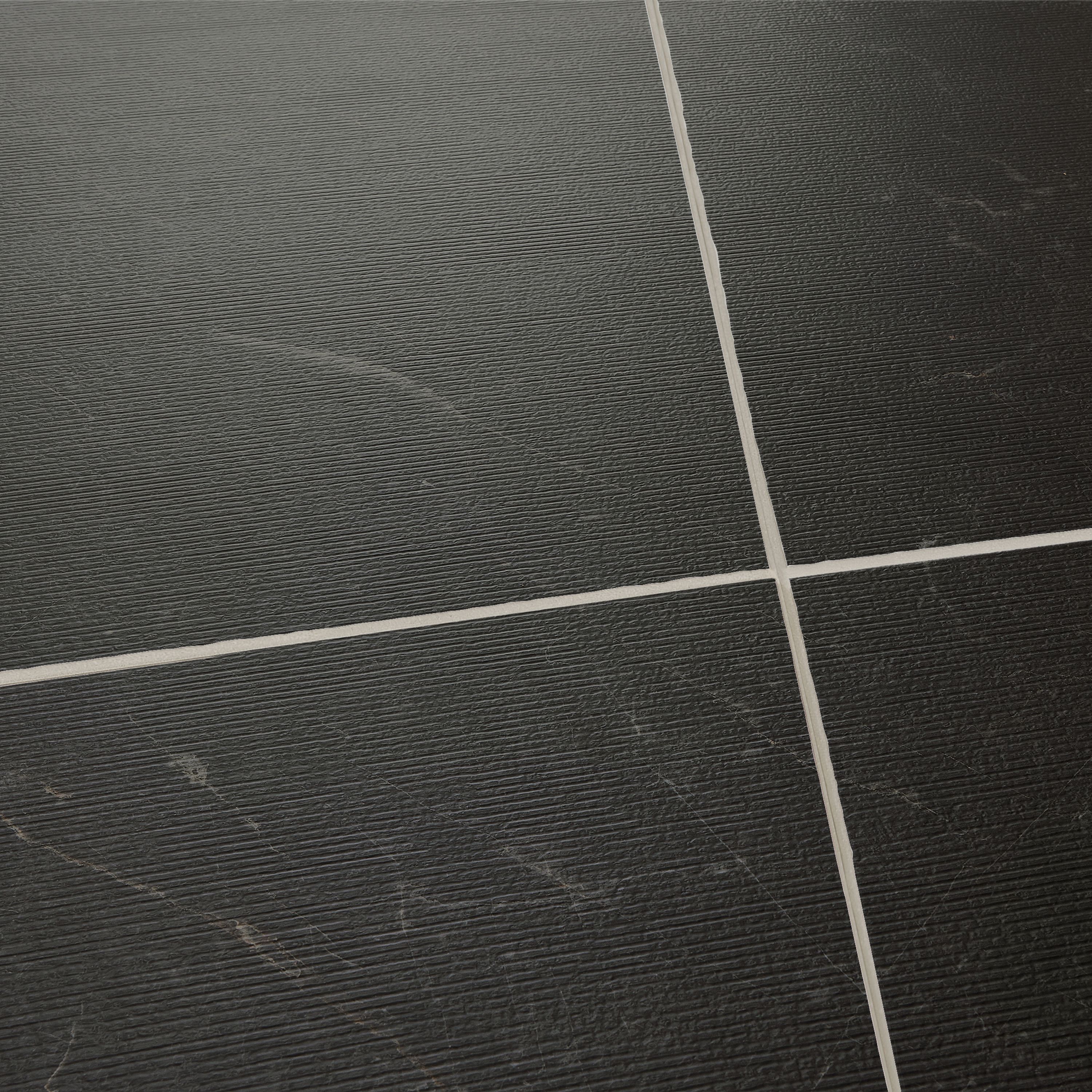 Mineral Black Matt Monreale Striped Concrete effect Embossed Stone plastic composite (SPC) Indoor Wall tile, Pack of 4, (L)1200mm (W)600mm
