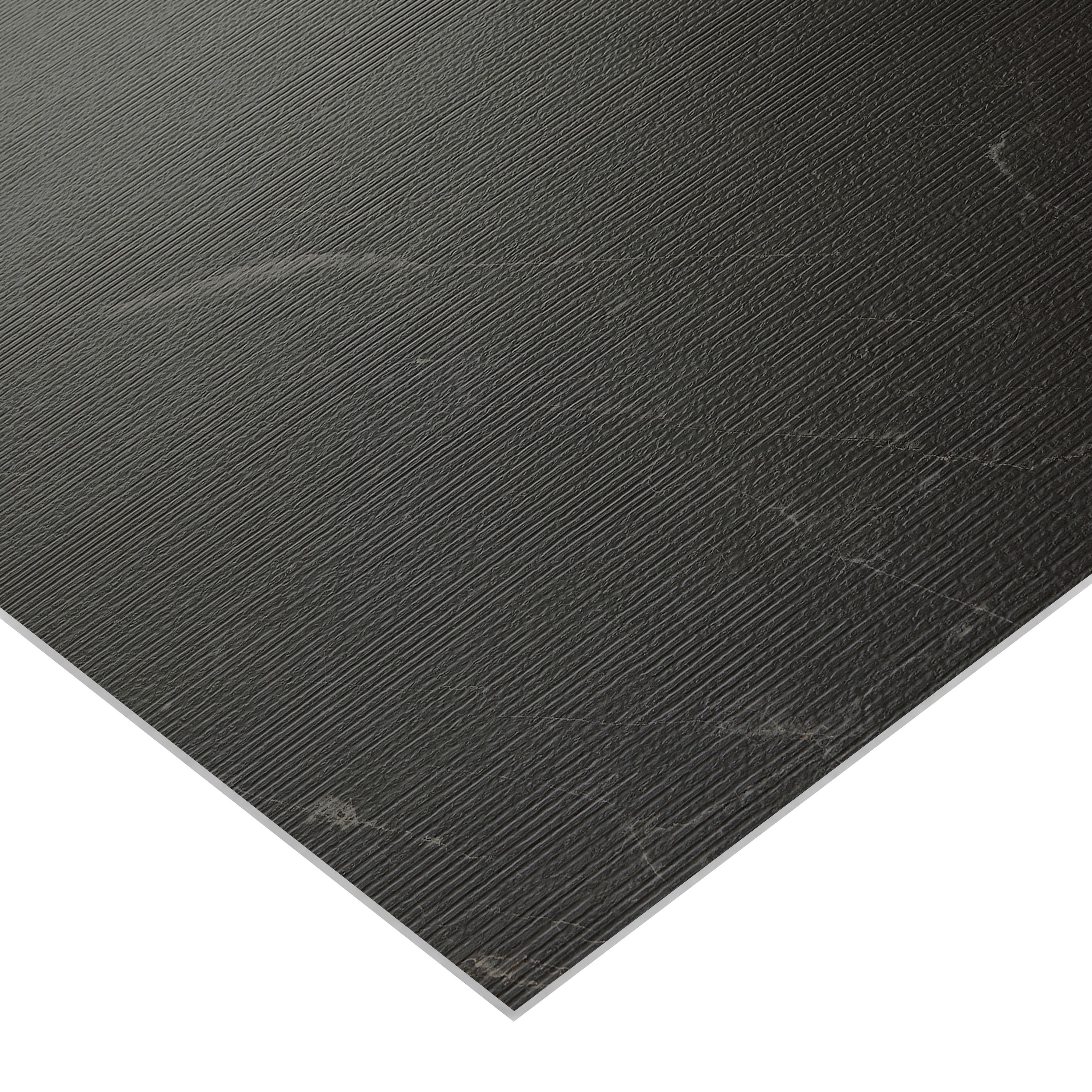 Mineral Black Matt Monreale Striped Concrete effect Embossed Stone plastic composite (SPC) Indoor Wall tile, Pack of 4, (L)1200mm (W)600mm