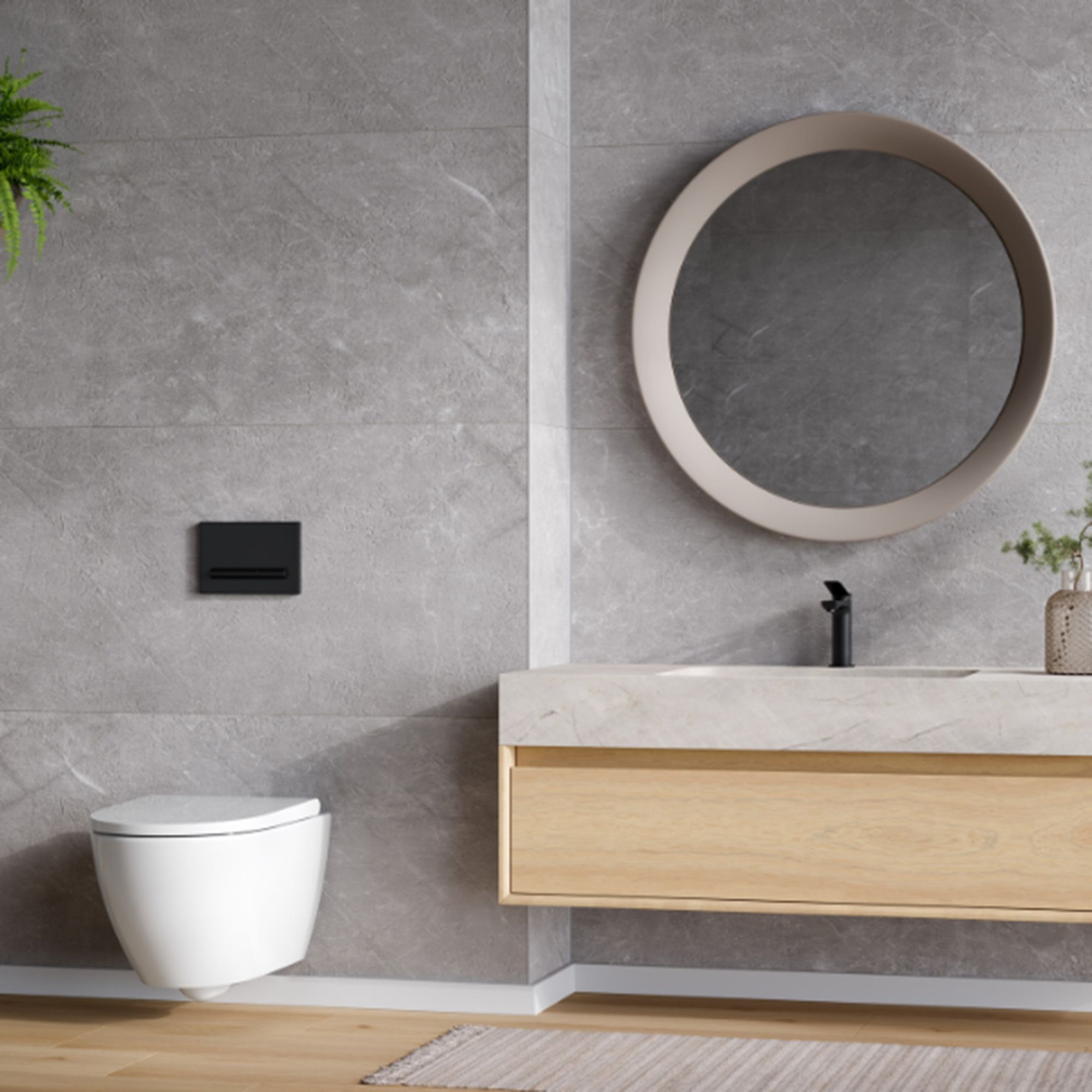 Mineral White Matt Massi Concrete effect Embossed Stone plastic composite (SPC) Indoor Wall tile, Pack of 4, (L)1200mm (W)600mm