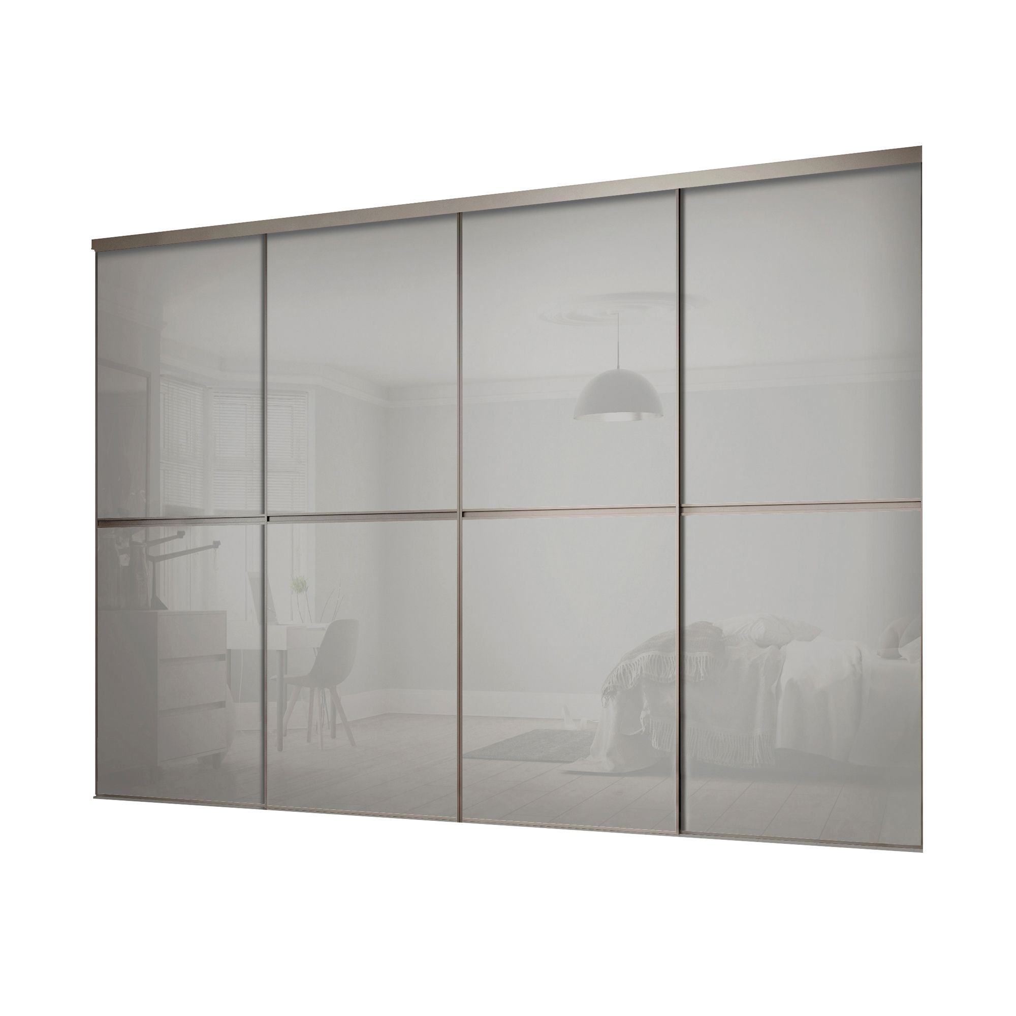 Minimalist Grey 4 door Sliding Wardrobe Door kit (H)2260mm (W)2400mm