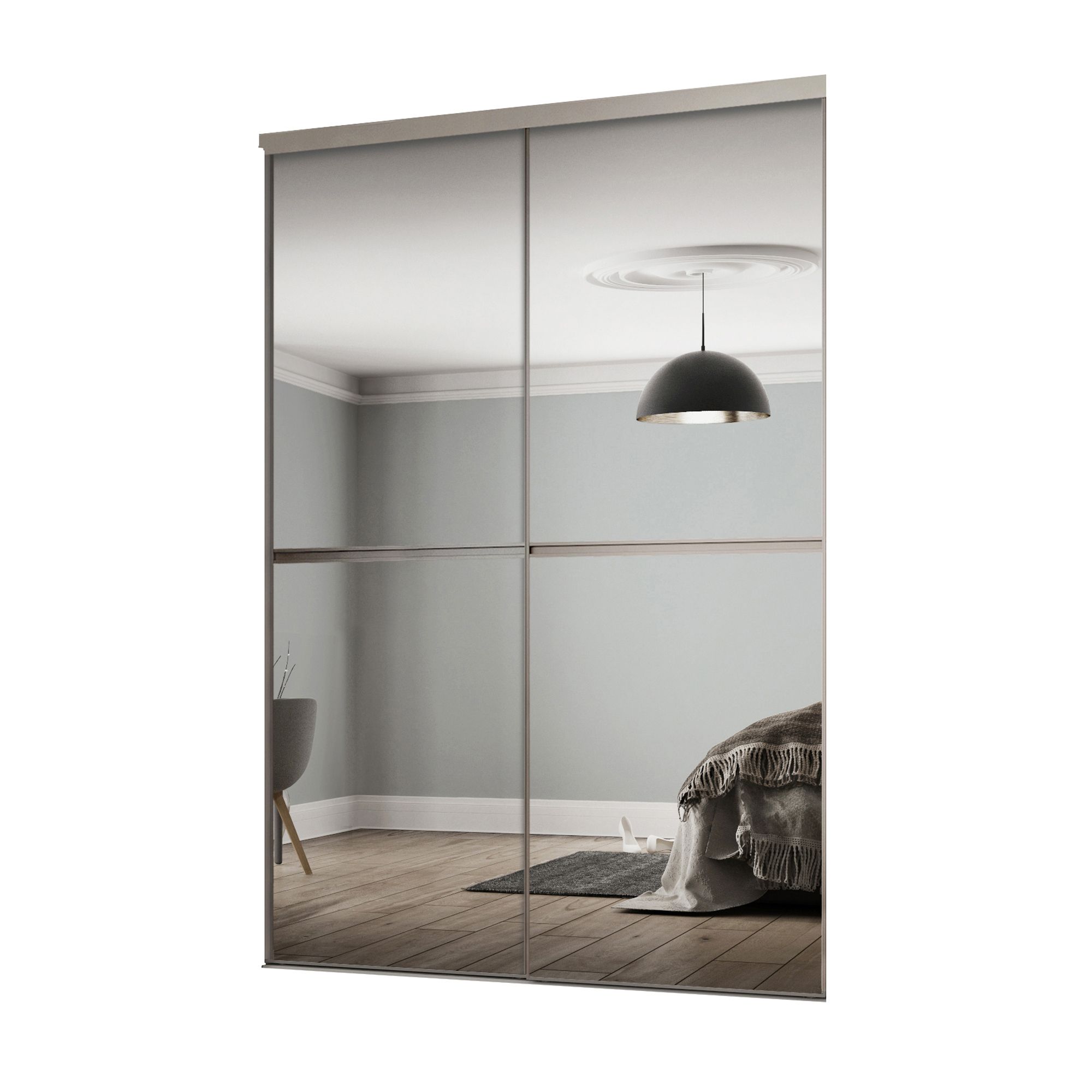 Minimalist Mirrored 2 door Sliding Wardrobe Door kit (H)2260mm (W