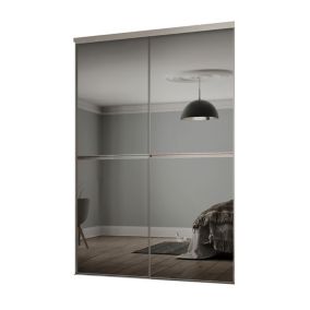 Minimalist Mirrored Grey 2 door Sliding Wardrobe Door kit (H)2260mm (W)1808mm