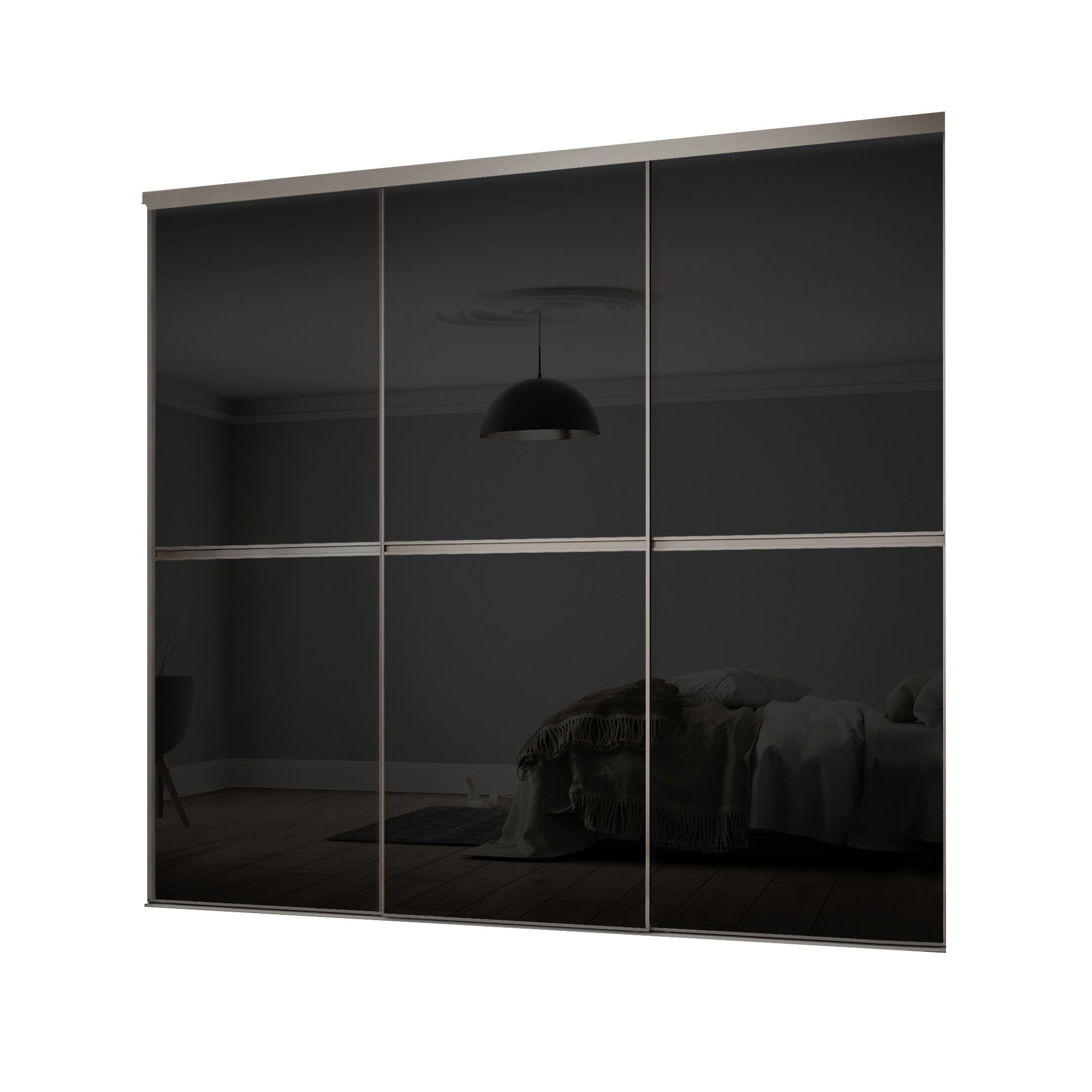 Minimalist Panelled Black 3 door Sliding Wardrobe Door kit (H)2260mm (W)1790mm