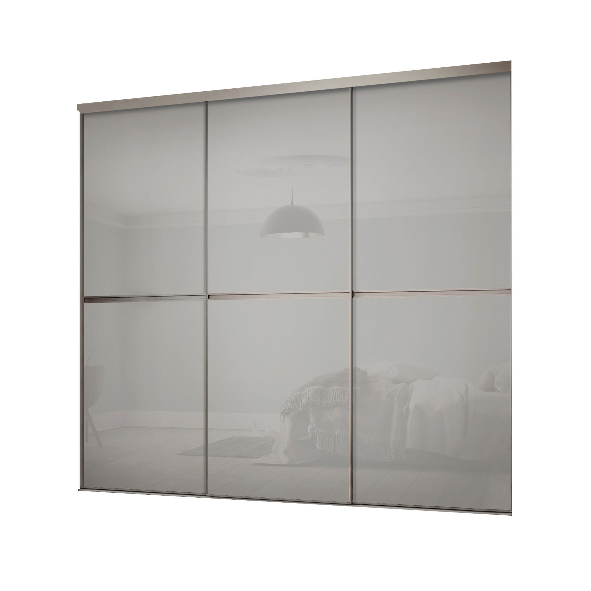 Minimalist Panelled Grey 3 door Sliding Wardrobe Door kit (H)2260mm (W)2246mm