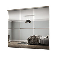 Minimalist Panelled Mirrored 3 door Sliding Wardrobe Door kit (H)2260mm (W)2246mm