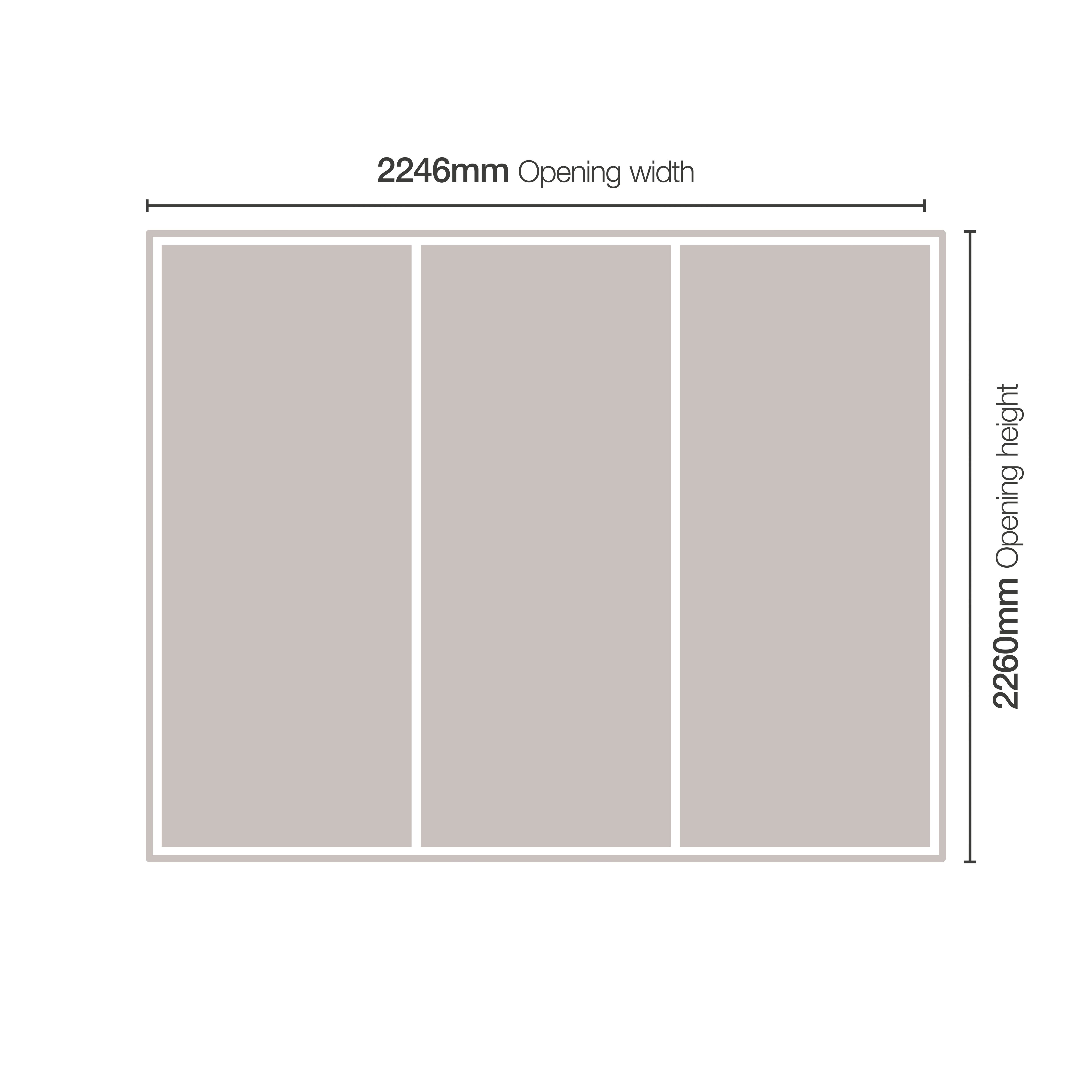 Minimalist Panelled Mirrored Grey 3 door Sliding Wardrobe Door kit (H)2260mm (W)2246mm