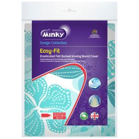 Minky Easy fit Blue Elasticated Ironing board cover (L)122cm (W)38cm