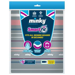 Minky Smart fit Multicolour Pink stripe Elasticated Ironing board cover (L)45cm (W)125cm