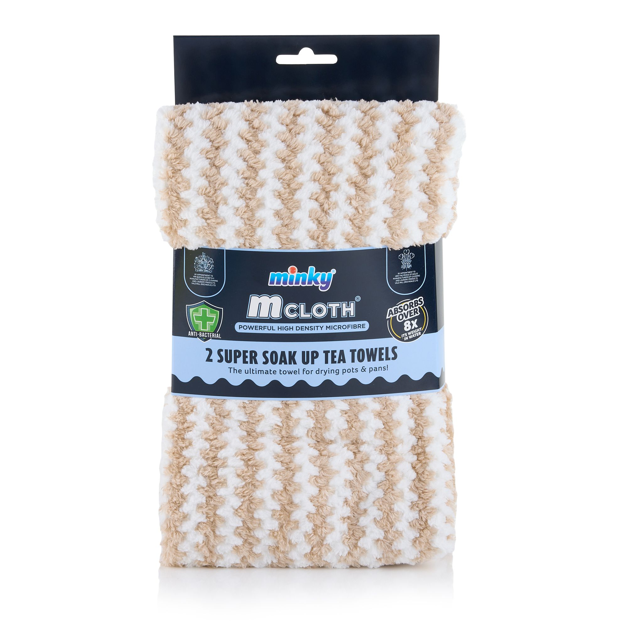 Minky Super soak up Grey Striped Tea towel Pack of 2