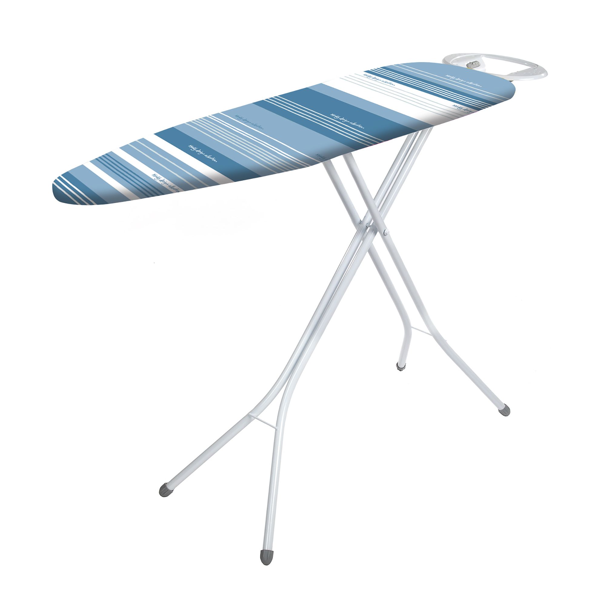 Minky White & blue metallic effect Ironing board 1140mm x 350mm DIY