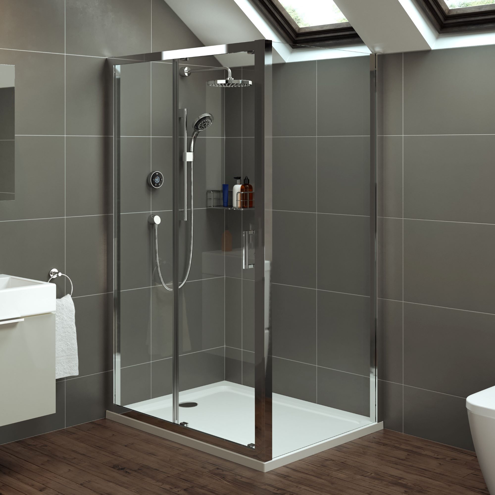 Mira Flight Low Gloss White Rectangular Shower tray (L)1000mm (W)700mm (H) 40mm