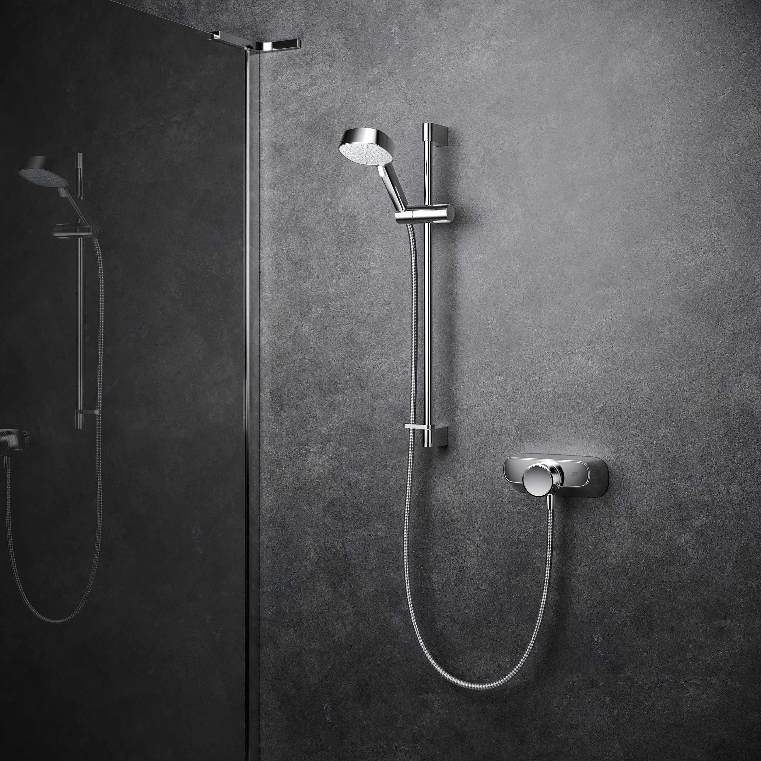 Mira Form Chrome effect Rear fed Thermostatic Mixer Shower & 1.25m hose length