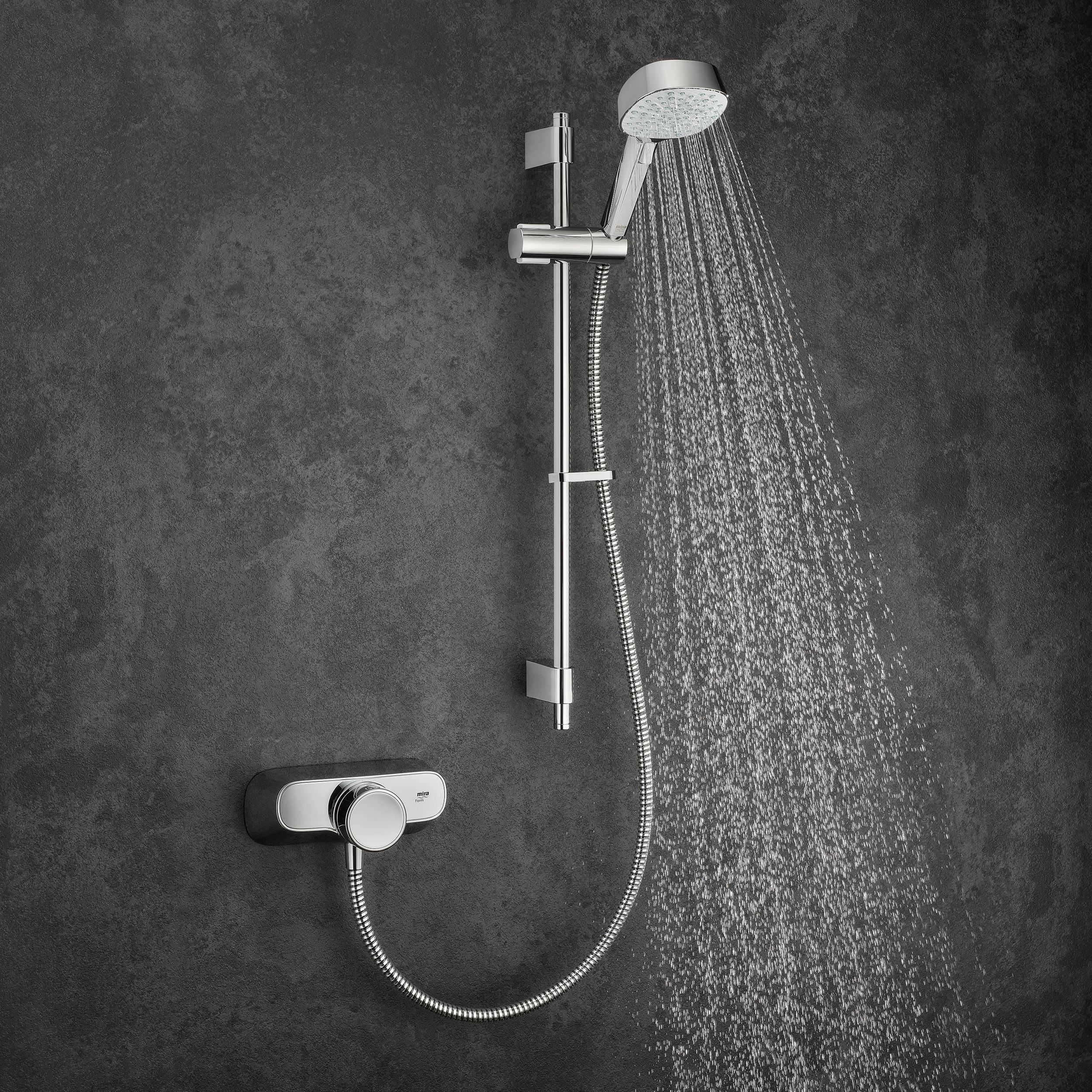 Mira Form Chrome effect Rear fed Thermostatic Mixer Shower & 1.25m hose length