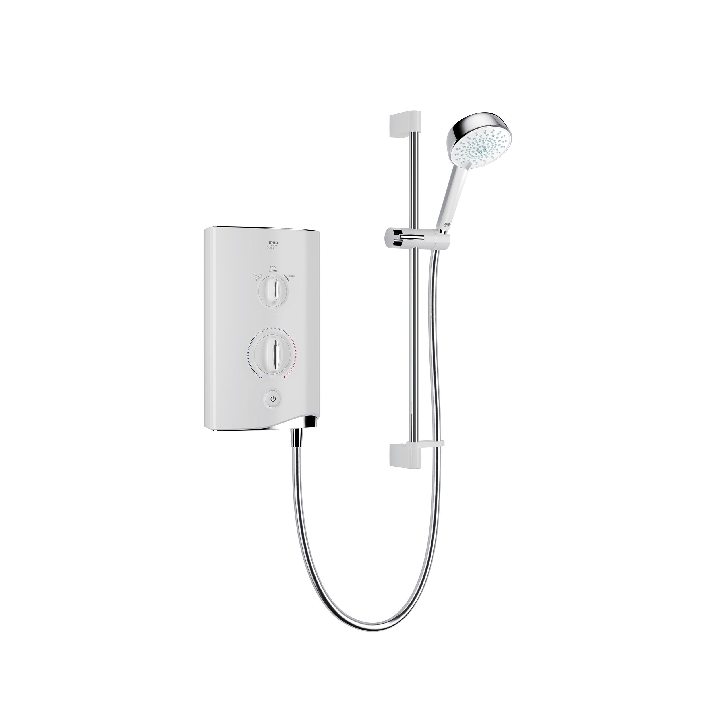 Mira Sport Elektrodusche – 9,8 KW, Weiß/verchromt, Mit Sensi-flo & Clearscale-Technologie
