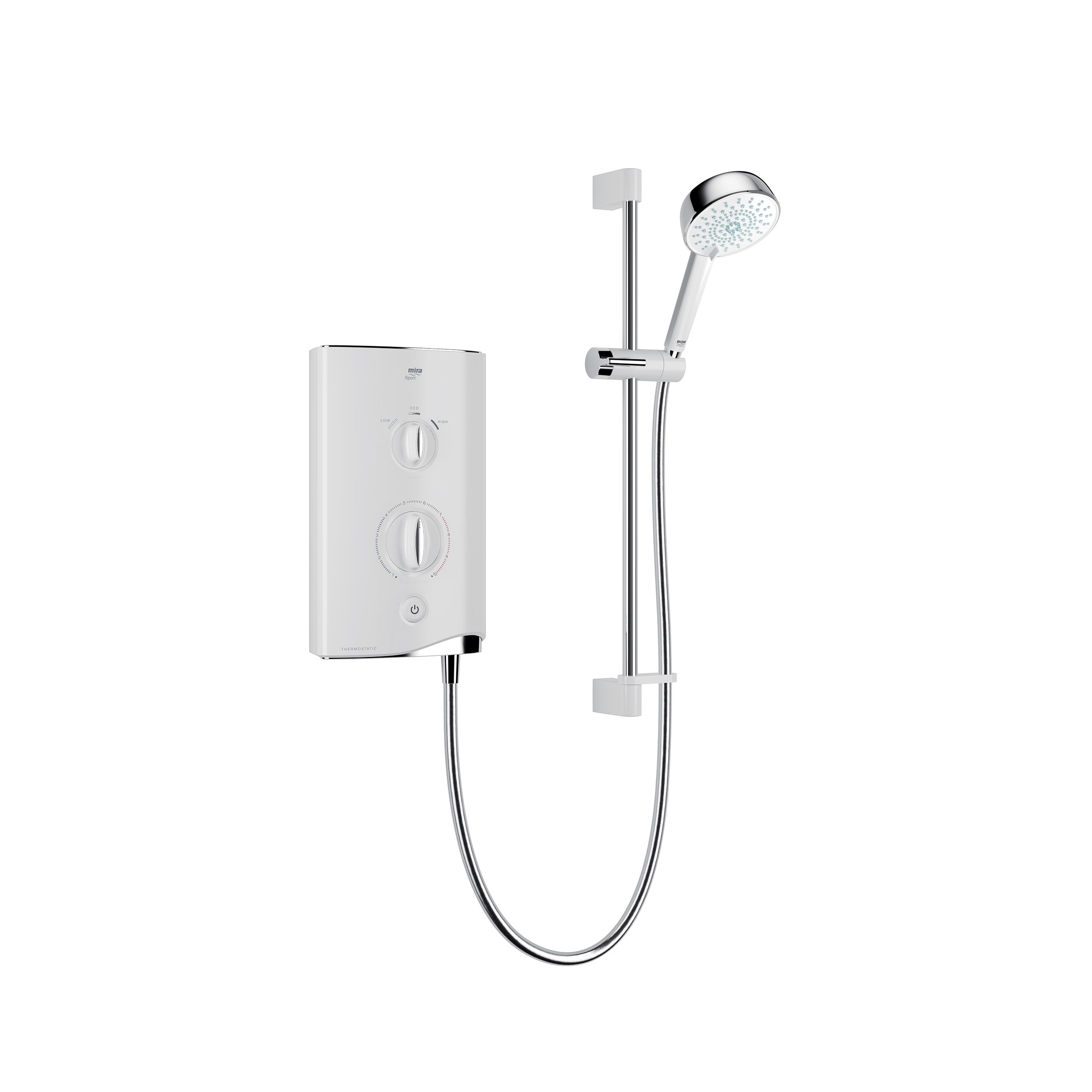 Mira Sport Gloss White Thermostatic Electric Shower, 9.8kW