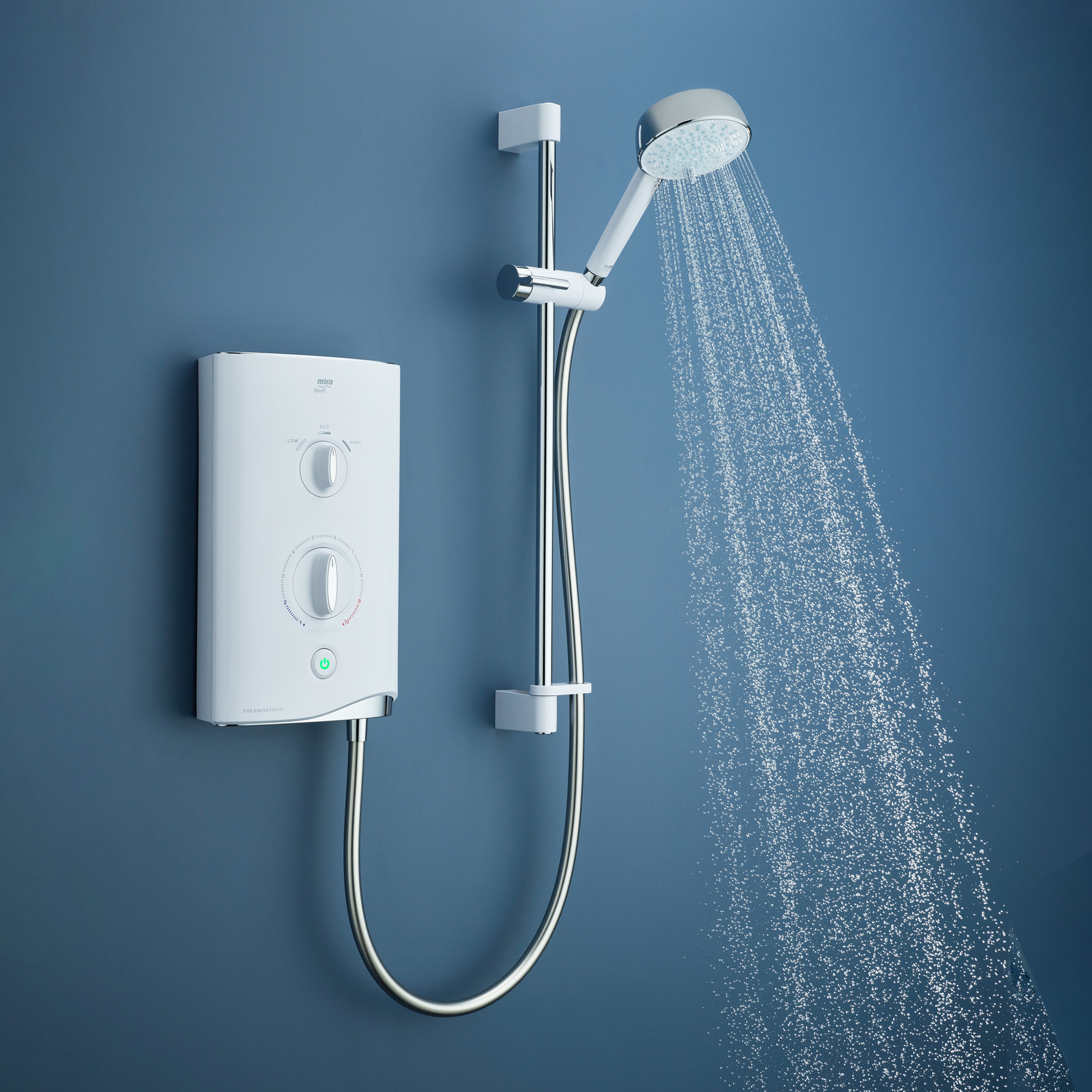 Mira Sport Gloss White Thermostatic Electric Shower, 9.8kW