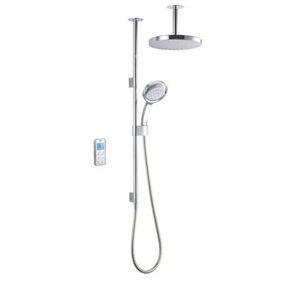 Mira Vision High Pressure Ceiling fed White Chrome effect Thermostatic Digital mixer Shower