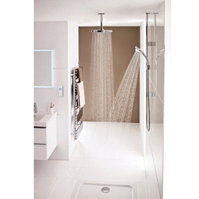 Mira Vision Pumped Ceiling fed White Chrome effect Thermostatic Digital mixer Shower