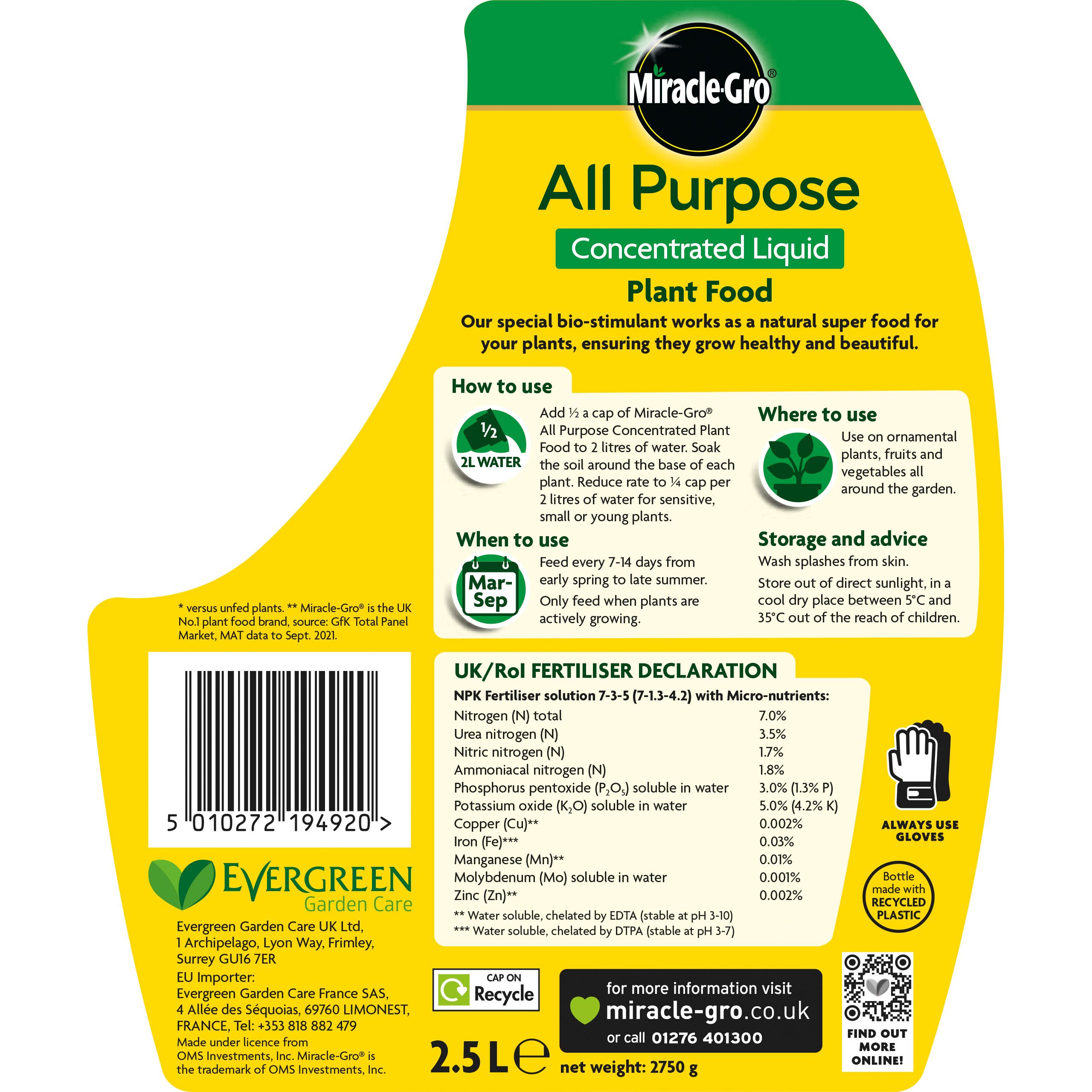 Miracle-Gro All purpose Universal Liquid Plant feed 2.5L