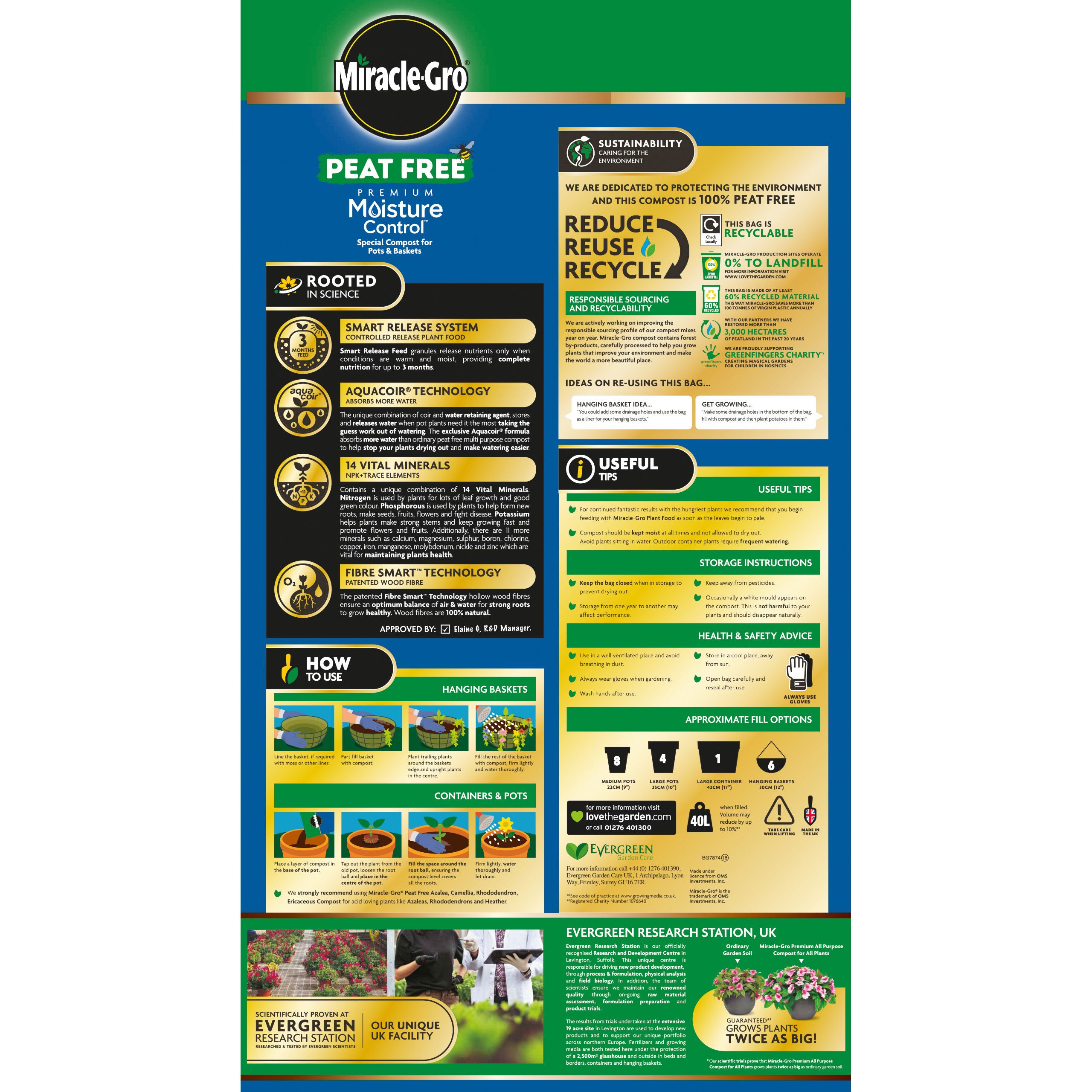 Miracle-Gro Moisture Control Peat-free Compost 40L