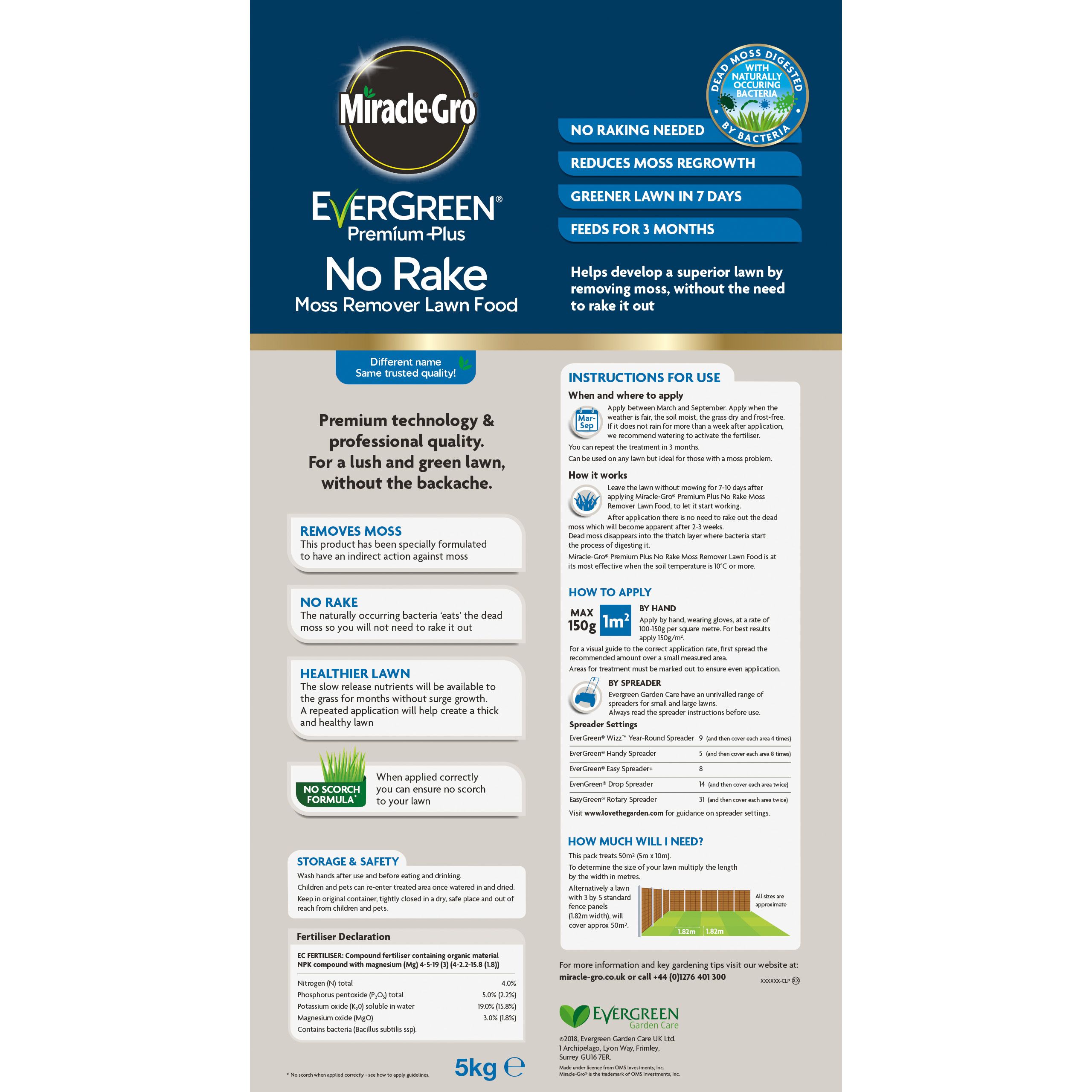 Miracle-Gro No rake Lawn fertiliser Granules 50m² 5kg