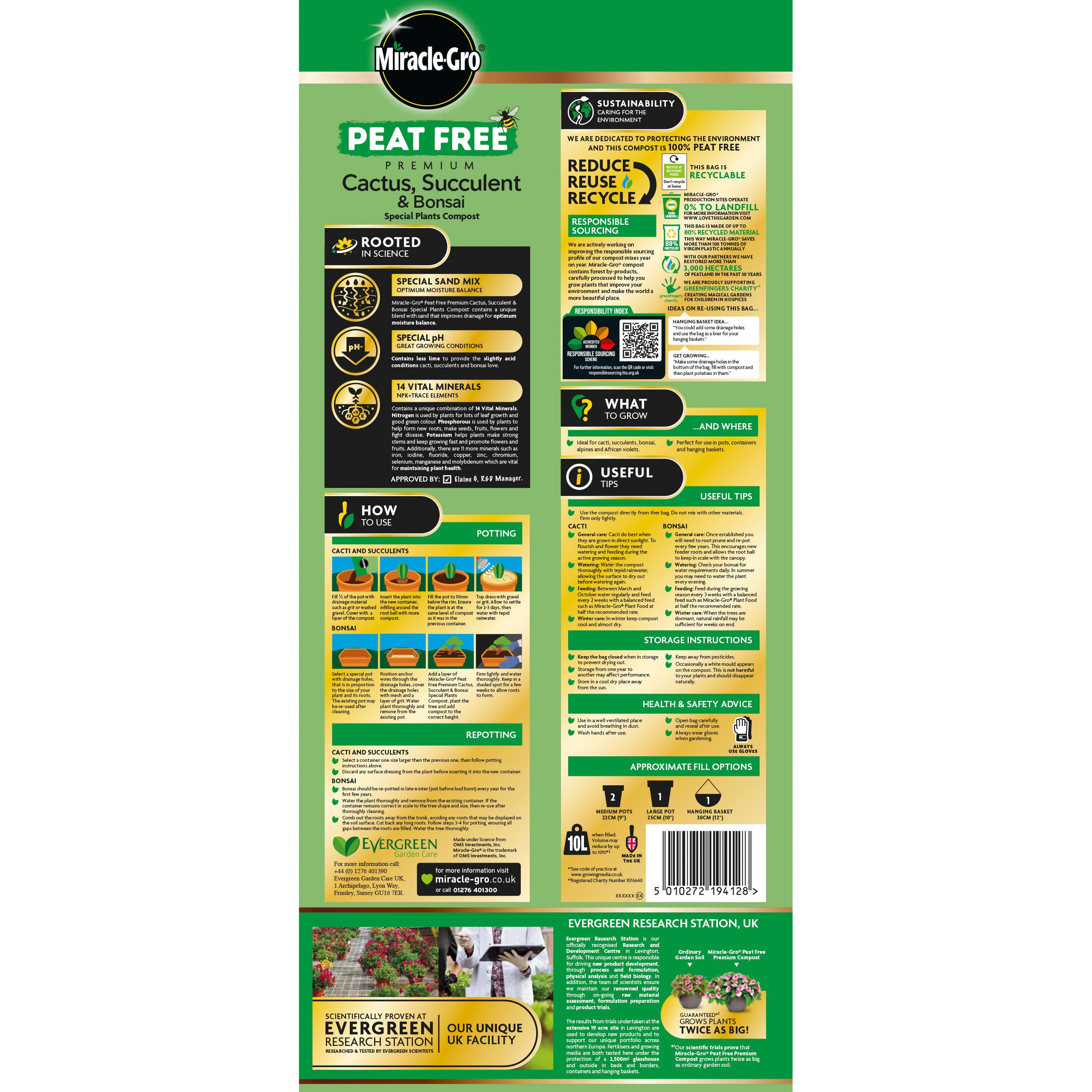 Miracle-Gro Peat-free Cacti & succulent Compost 10L