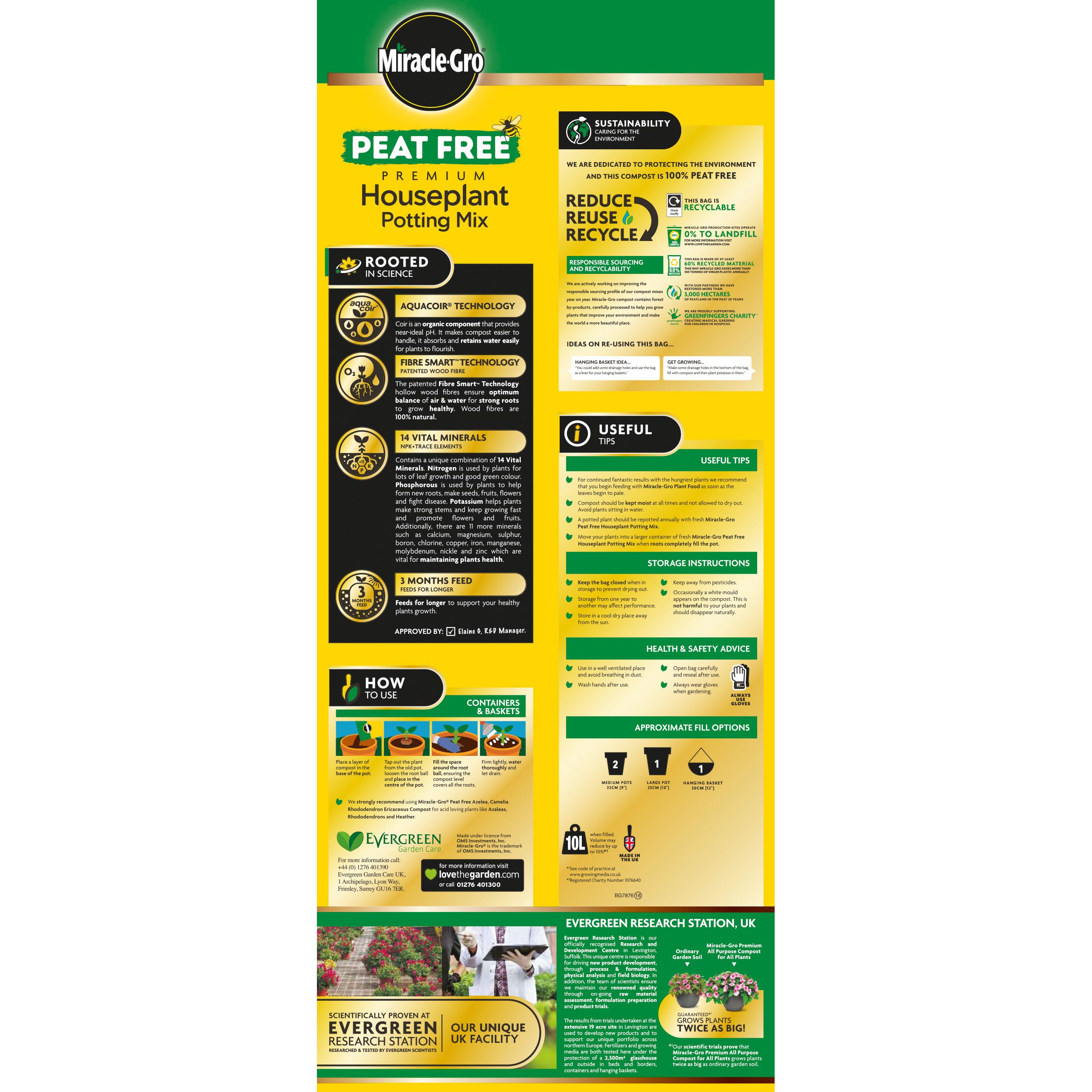 Miracle-Gro Peat-free Houseplant Compost 10L