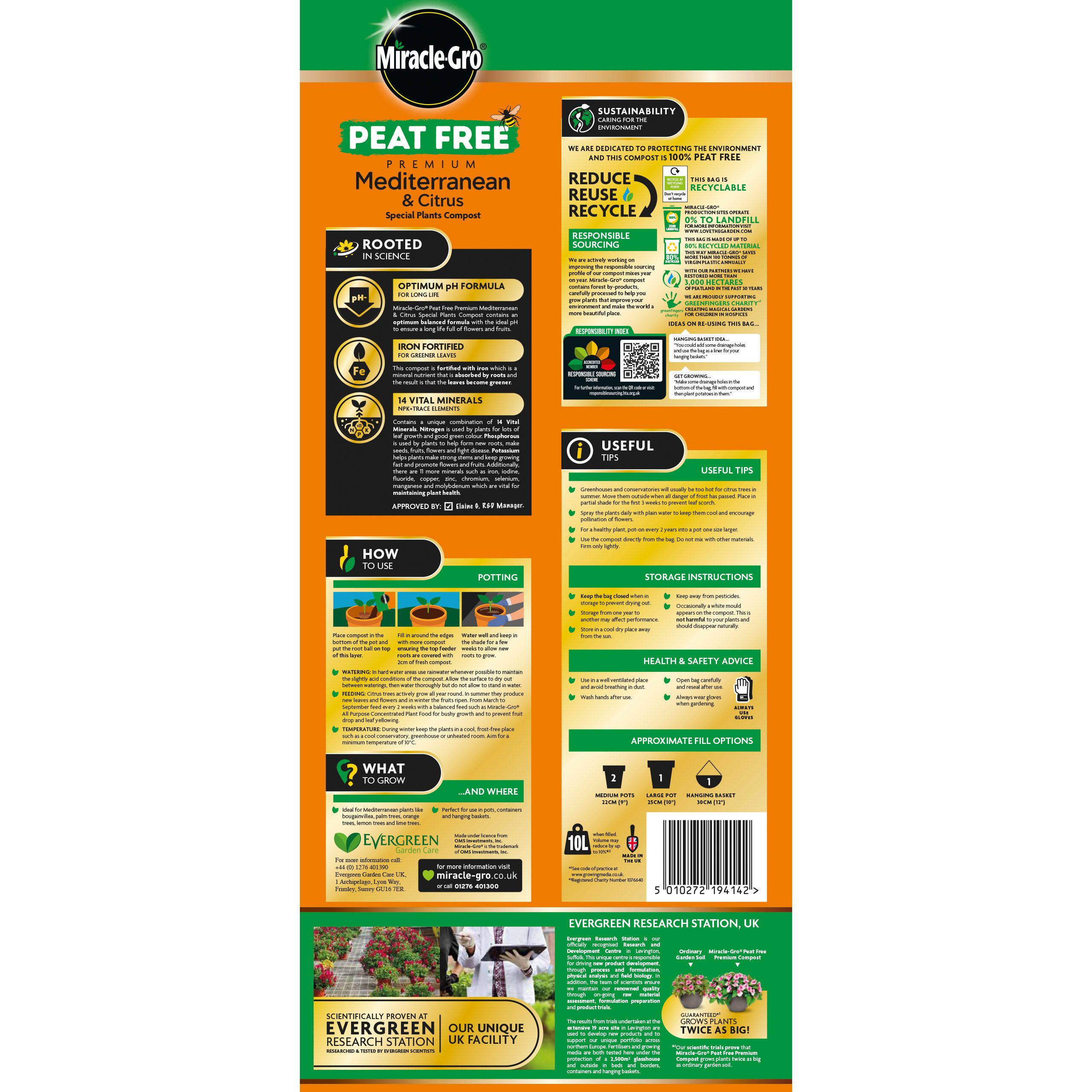 Miracle-Gro Peat-free Mediterranean plants Compost 10L