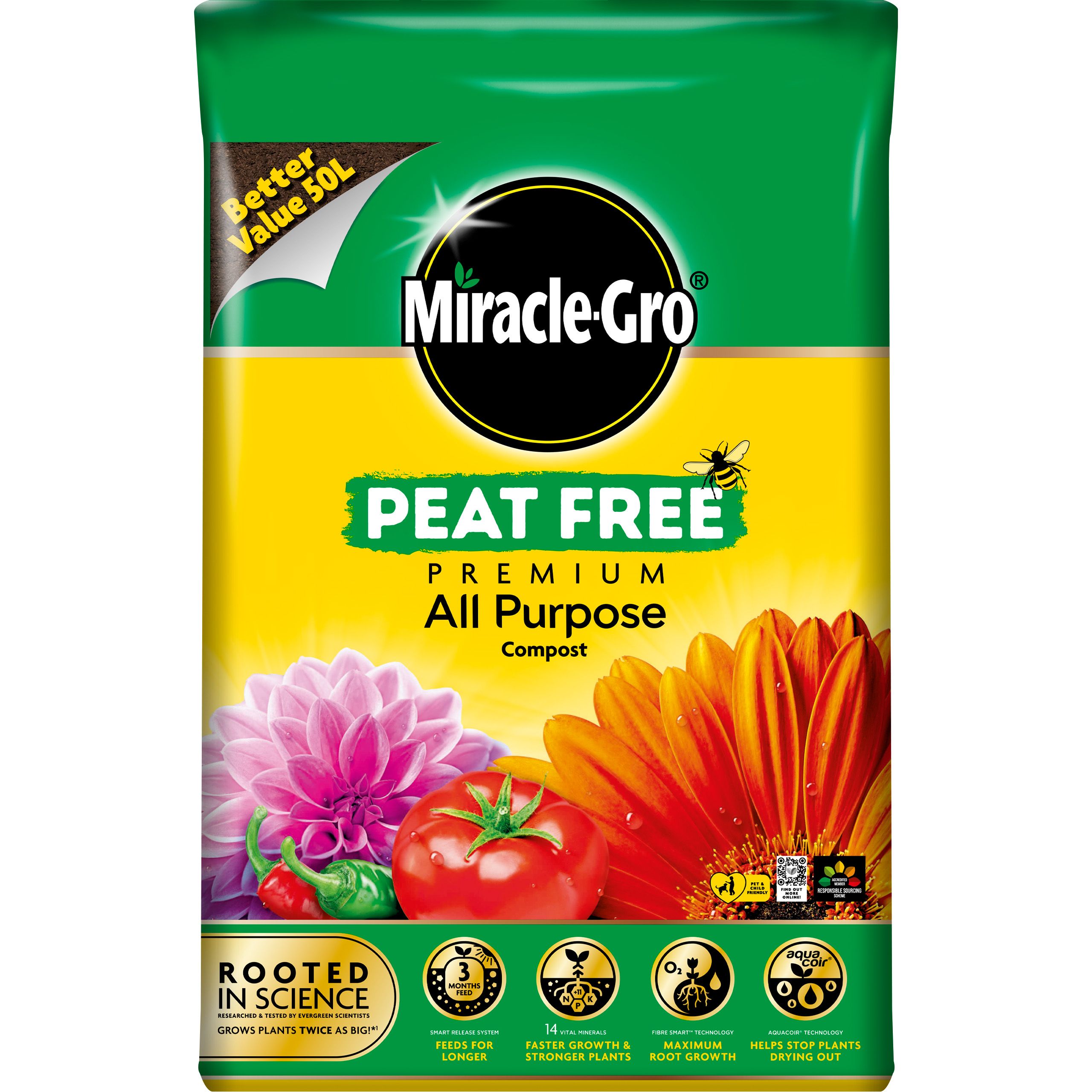 Miracle-Gro Peat-free Multi-purpose Compost 50L