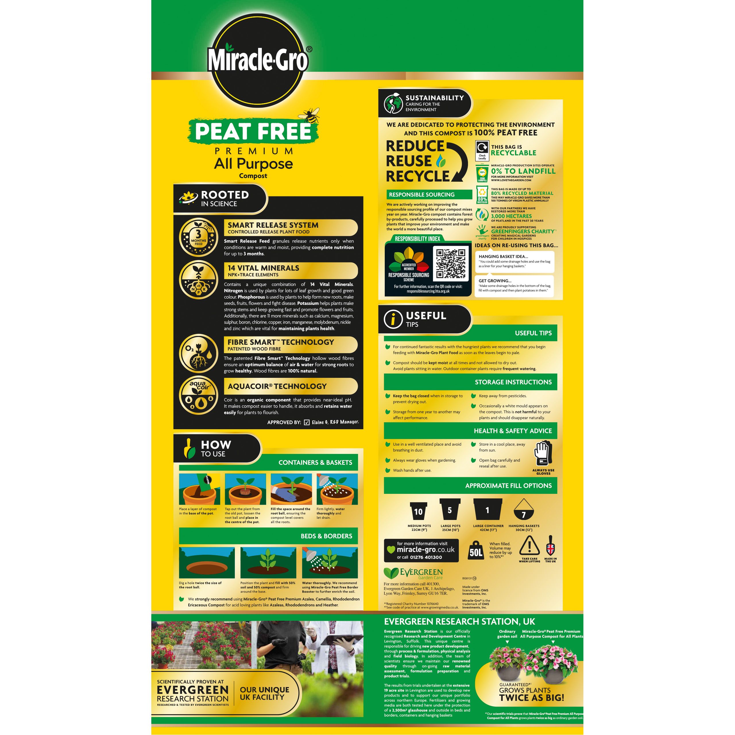 Miracle-Gro Peat-free Multi-purpose Compost 50L