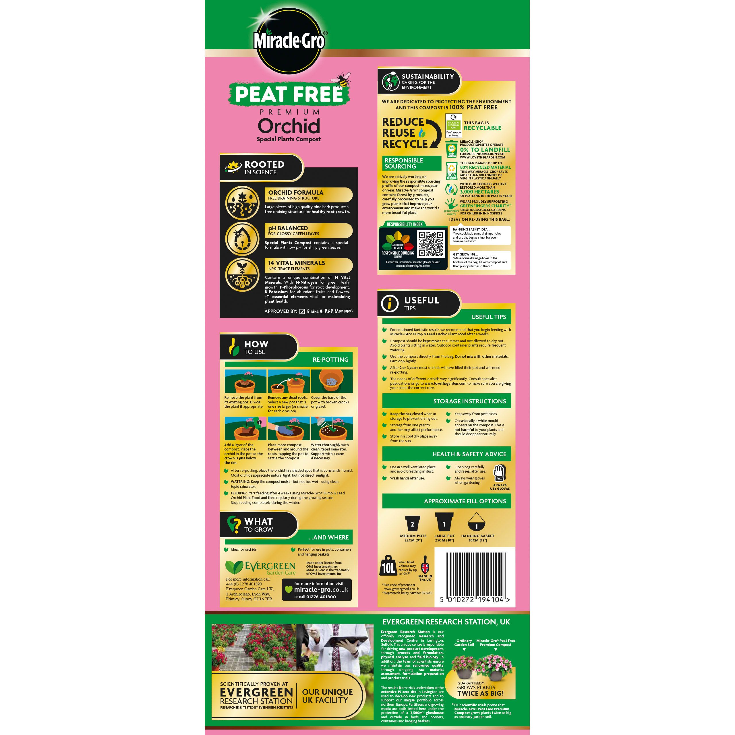 Miracle-Gro Peat-free Orchid Compost 10L