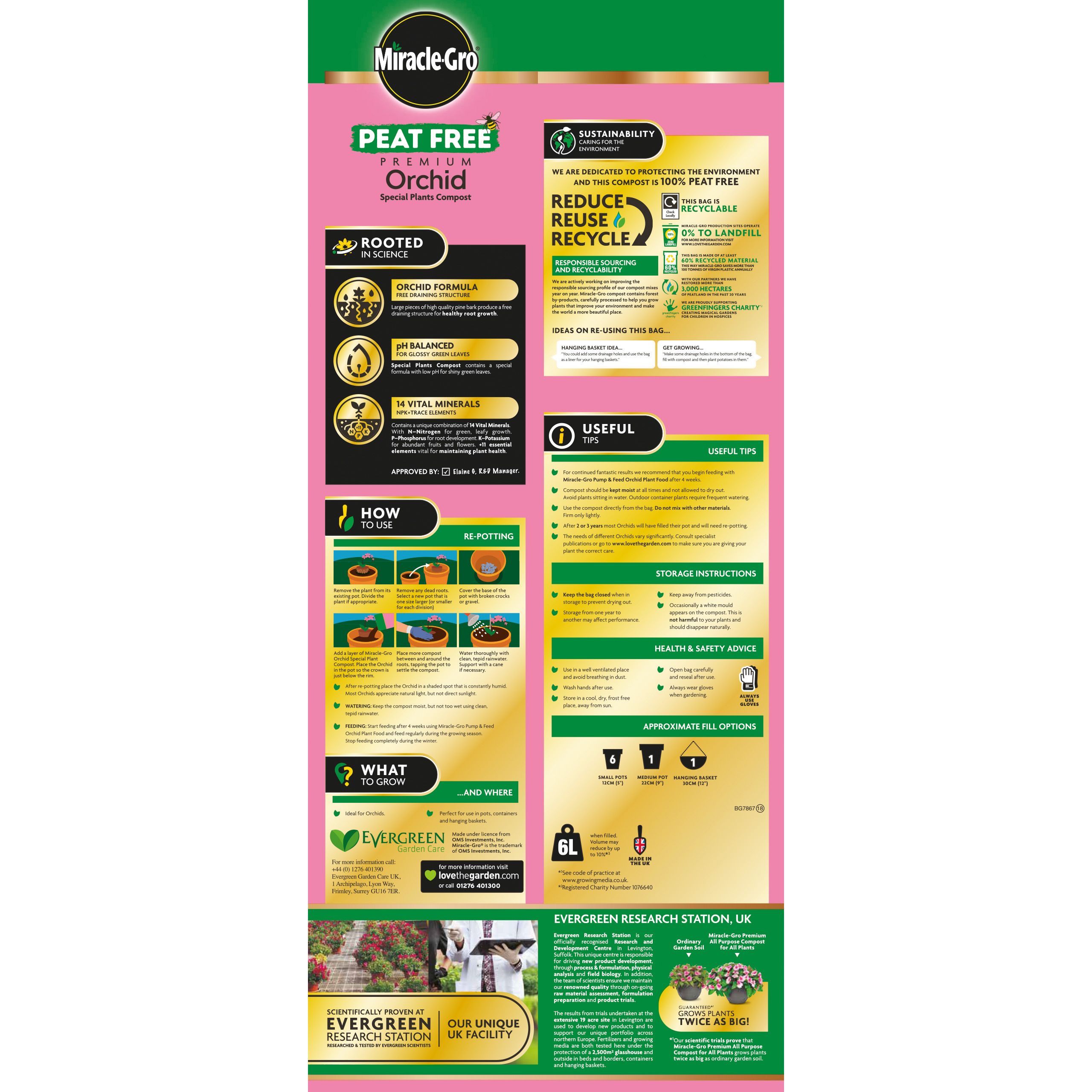 Miracle-Gro Peat-free Orchid Compost 6L