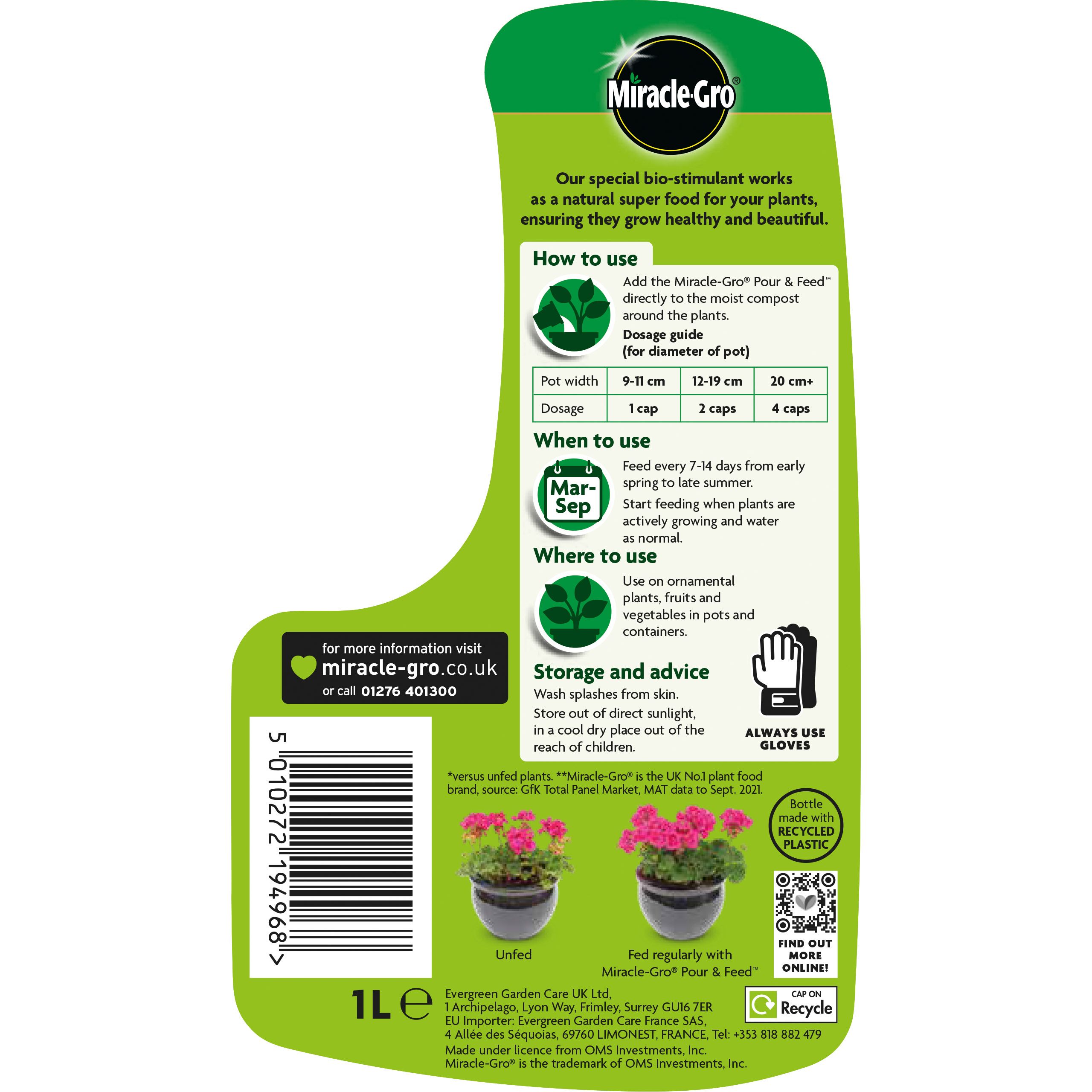 Miracle-Gro Pour & feed Liquid Universal Plant feed, 1L