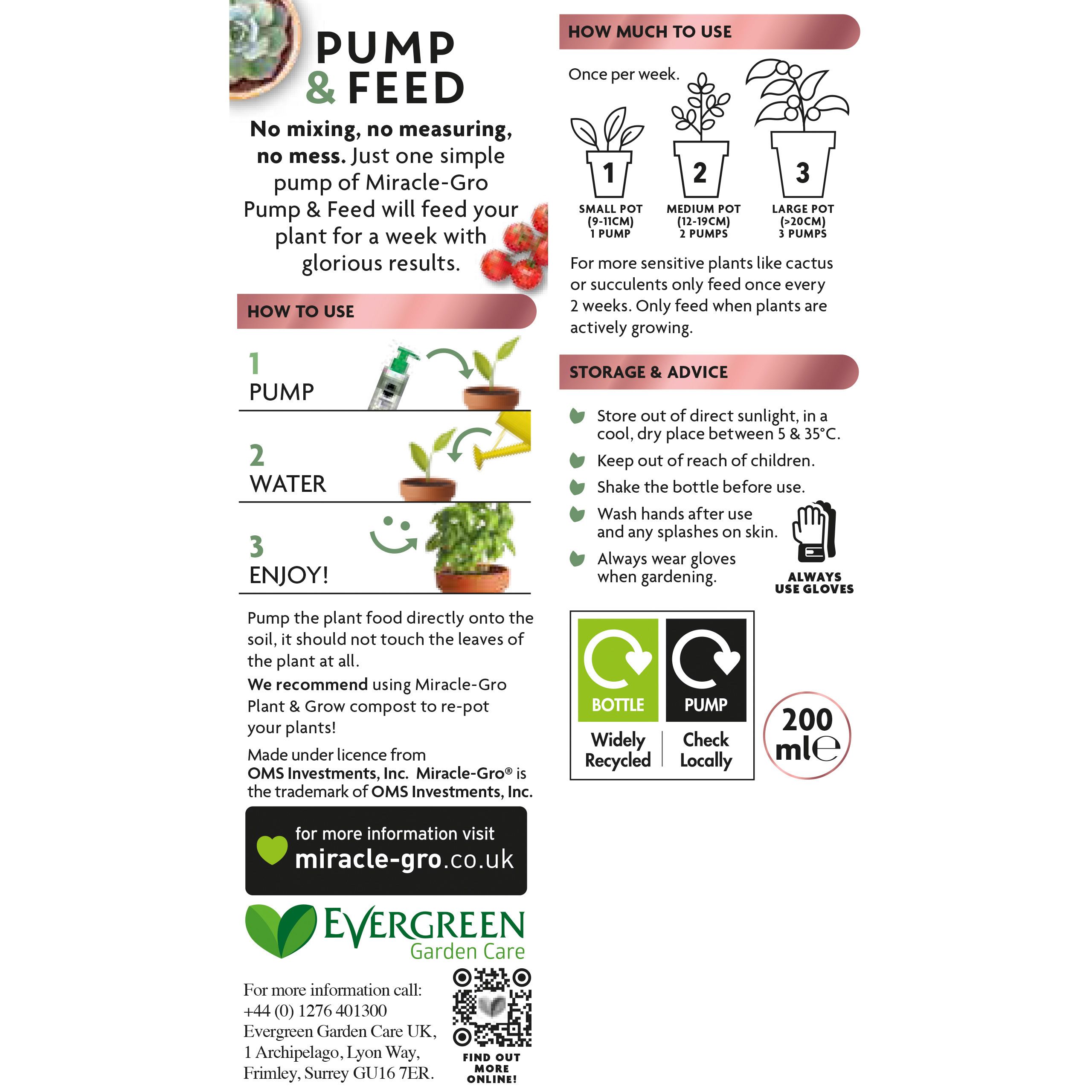 Miracle-Gro Pump & feed Universal Liquid Plant feed 200ml