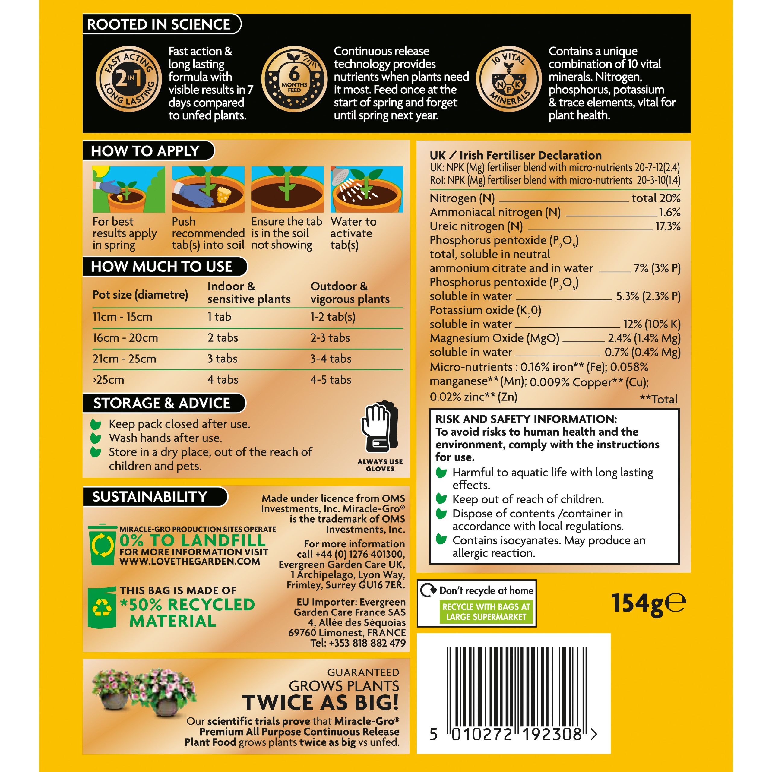 Miracle-Gro Universal plant food Pellets, 0.15kg