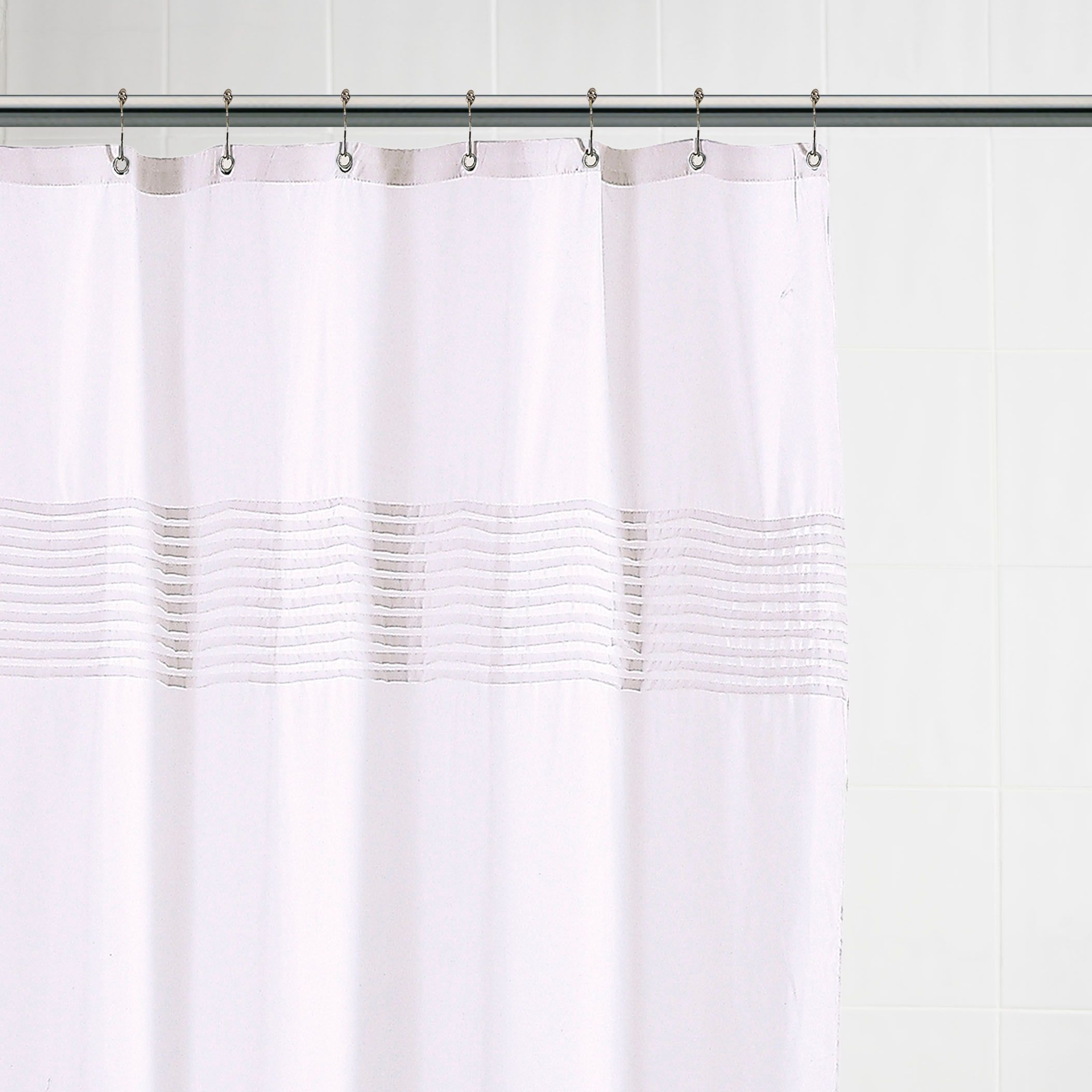 Miramar White Pleat detail Shower curtain (L)1800 mm DIY at B&Q