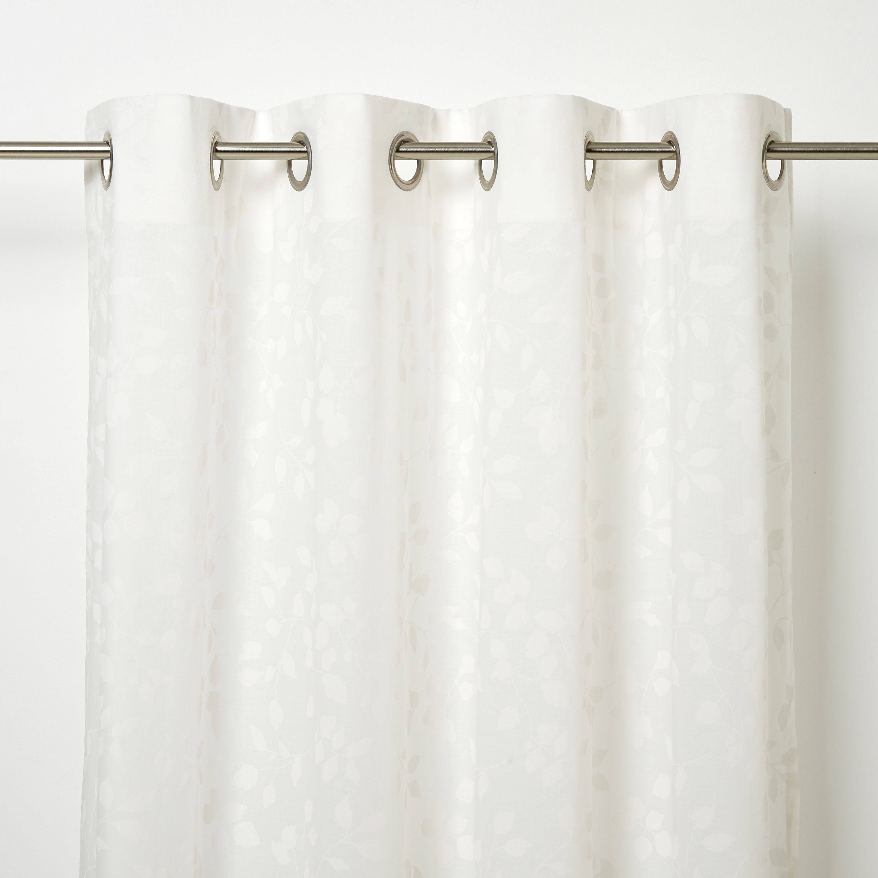 Miri White Floral Unlined Eyelet Curtain (W)280cm (L)260cm, Single