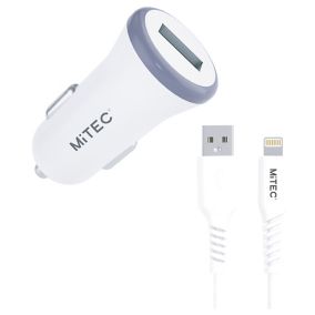 MiTEC 2A Lightning In-car charger with 1m USB-A to Lightning cable for IOS