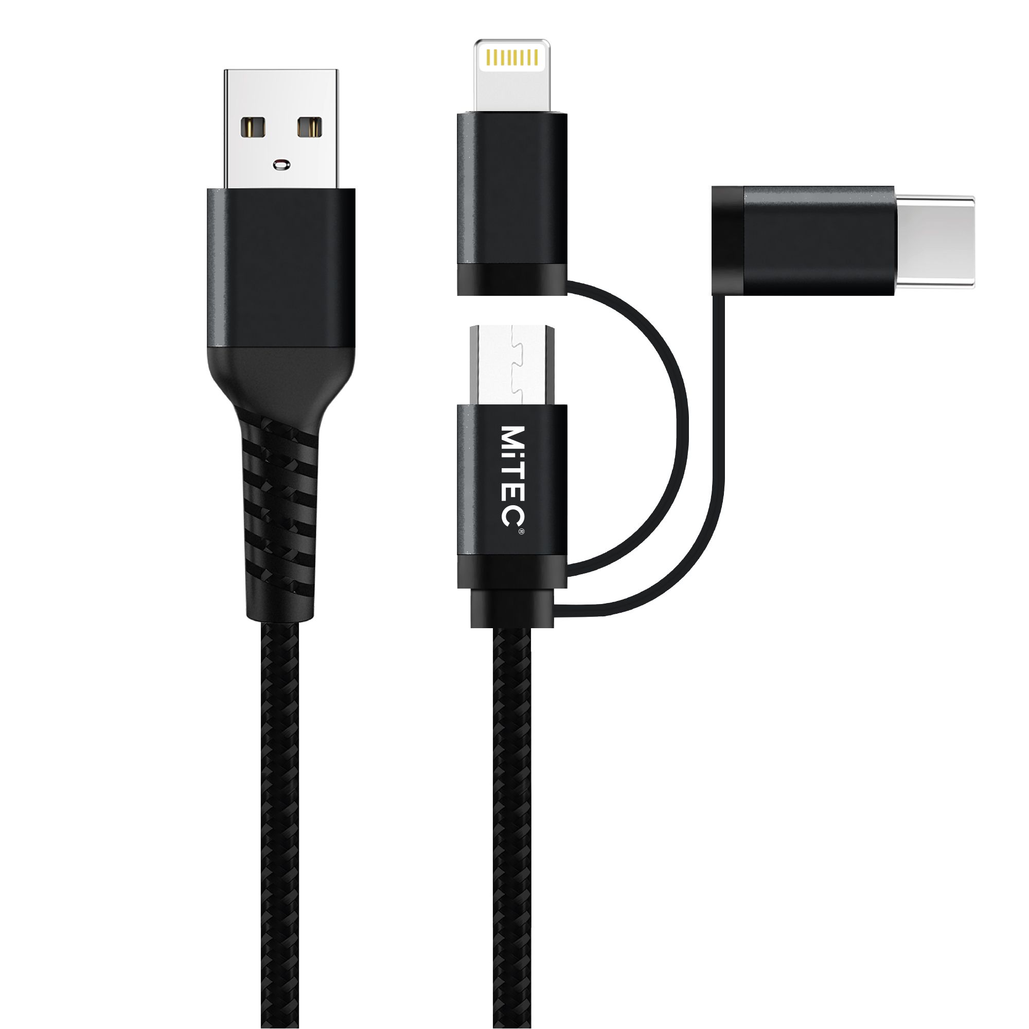 MiTEC USB A - Lightning, micro-USB & USB C Non-biodegradable Charging ...