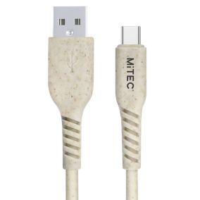 MiTEC USB C - USB A Biodegradable Charging cable, 2m, Beige