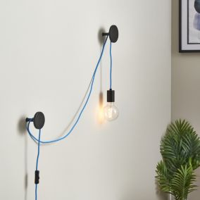 Miya Industrial black Plug-in LED Wall light