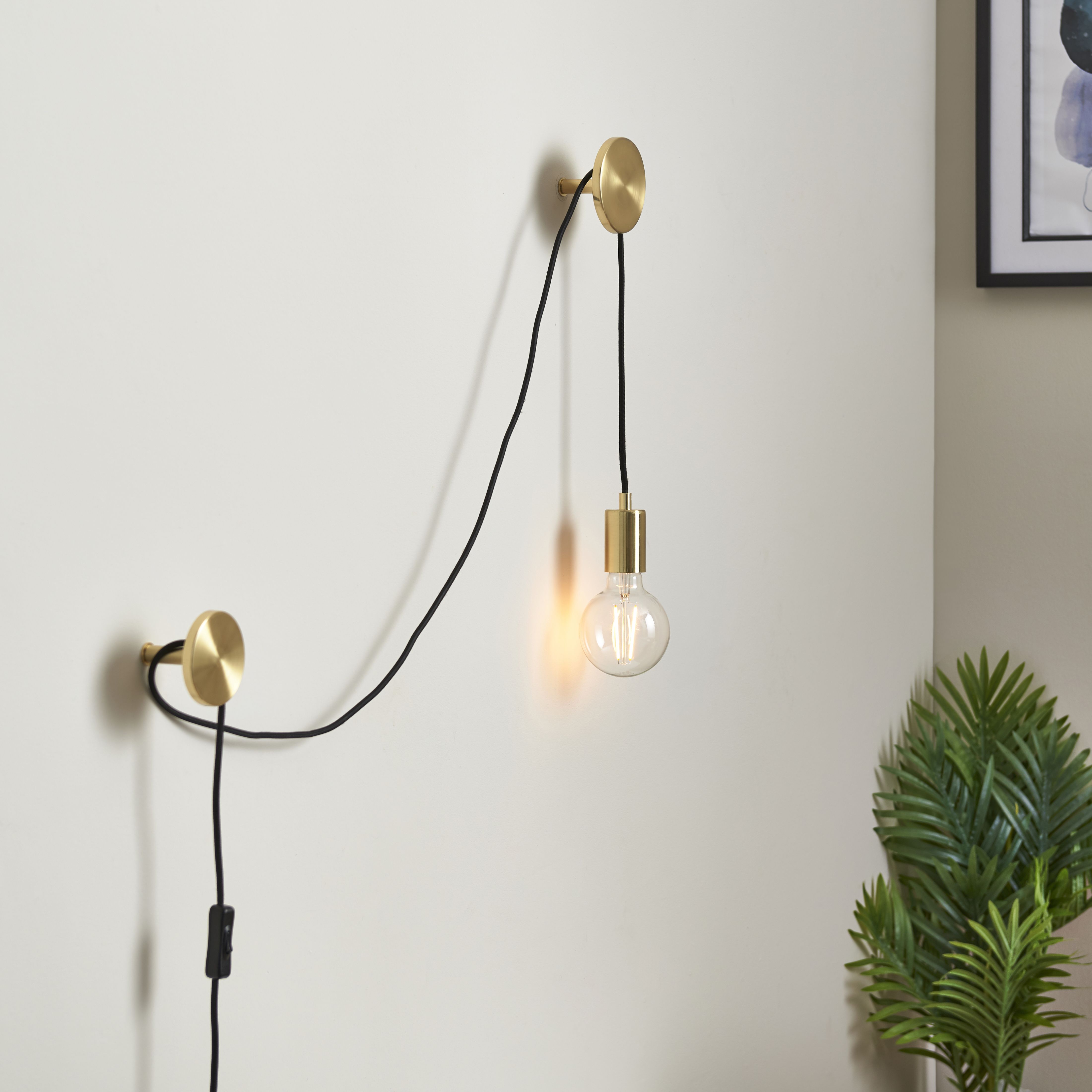 Plug in wall lights shop gold