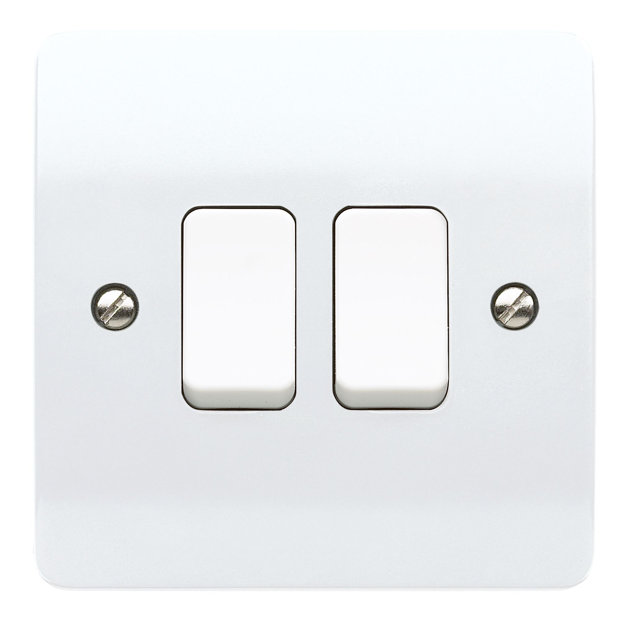 MK 10A 2 way 2 gang Light Switch Gloss White