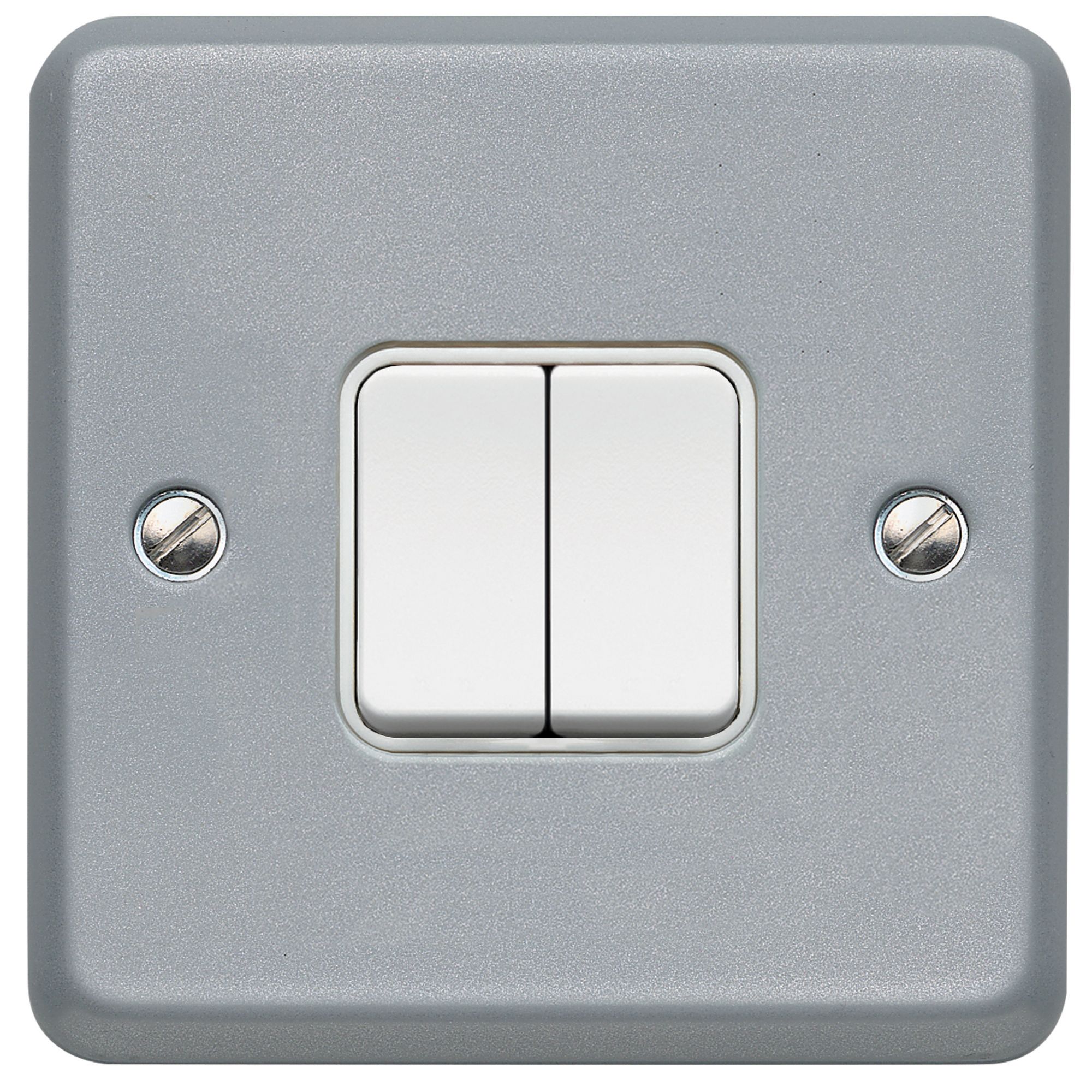 MK 10A Grey Double 2 way Metal-clad switch with White inserts